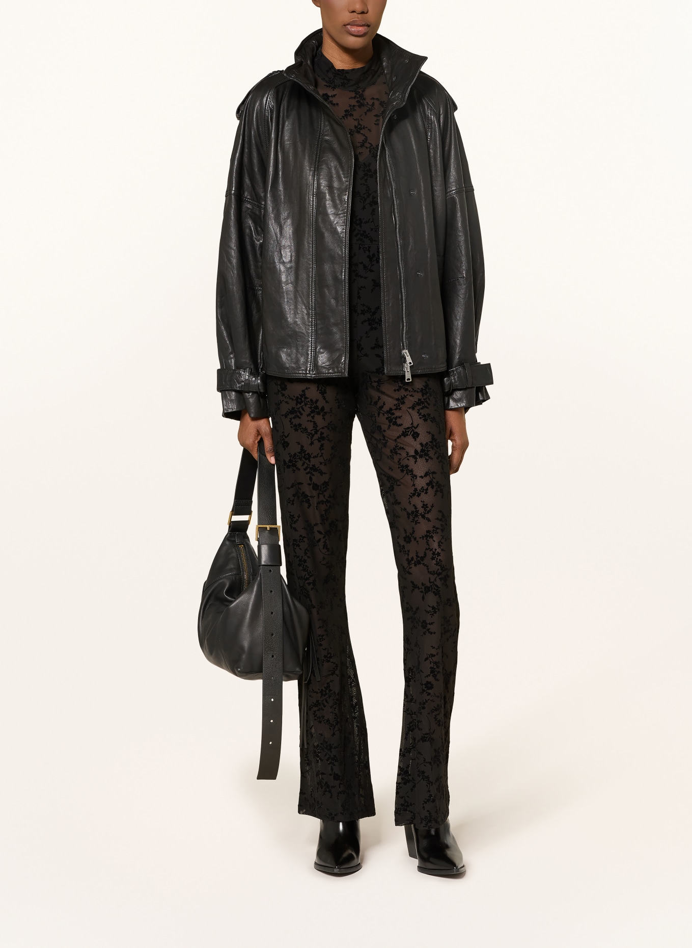 ALLSAINTS Lederjacke SERNE: SCHWARZ