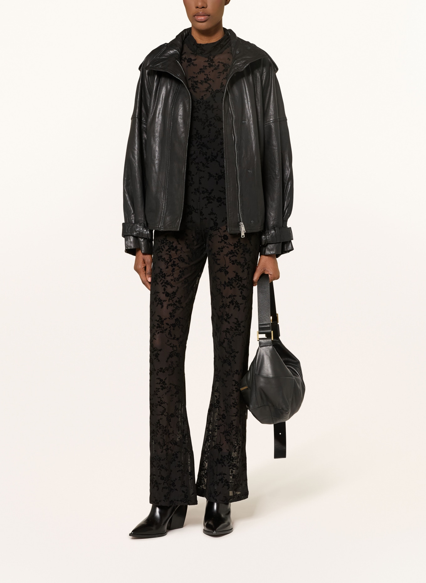 ALLSAINTS Síťovaný kombinéza RYLEE: ČERNÁ