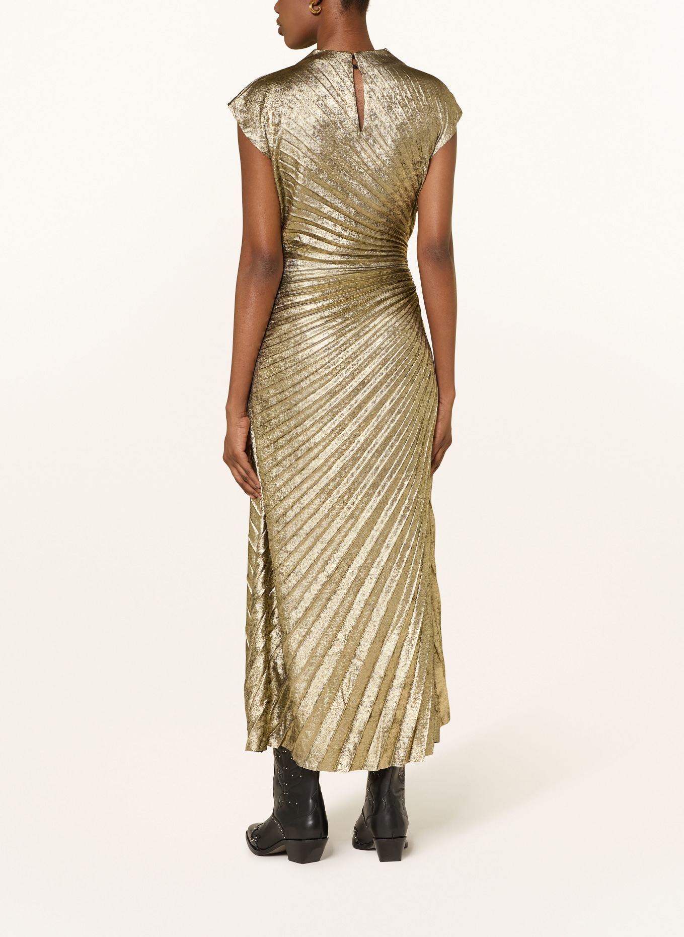 ALLSAINTS Plisované šaty RAYANNA: ZLATÁ