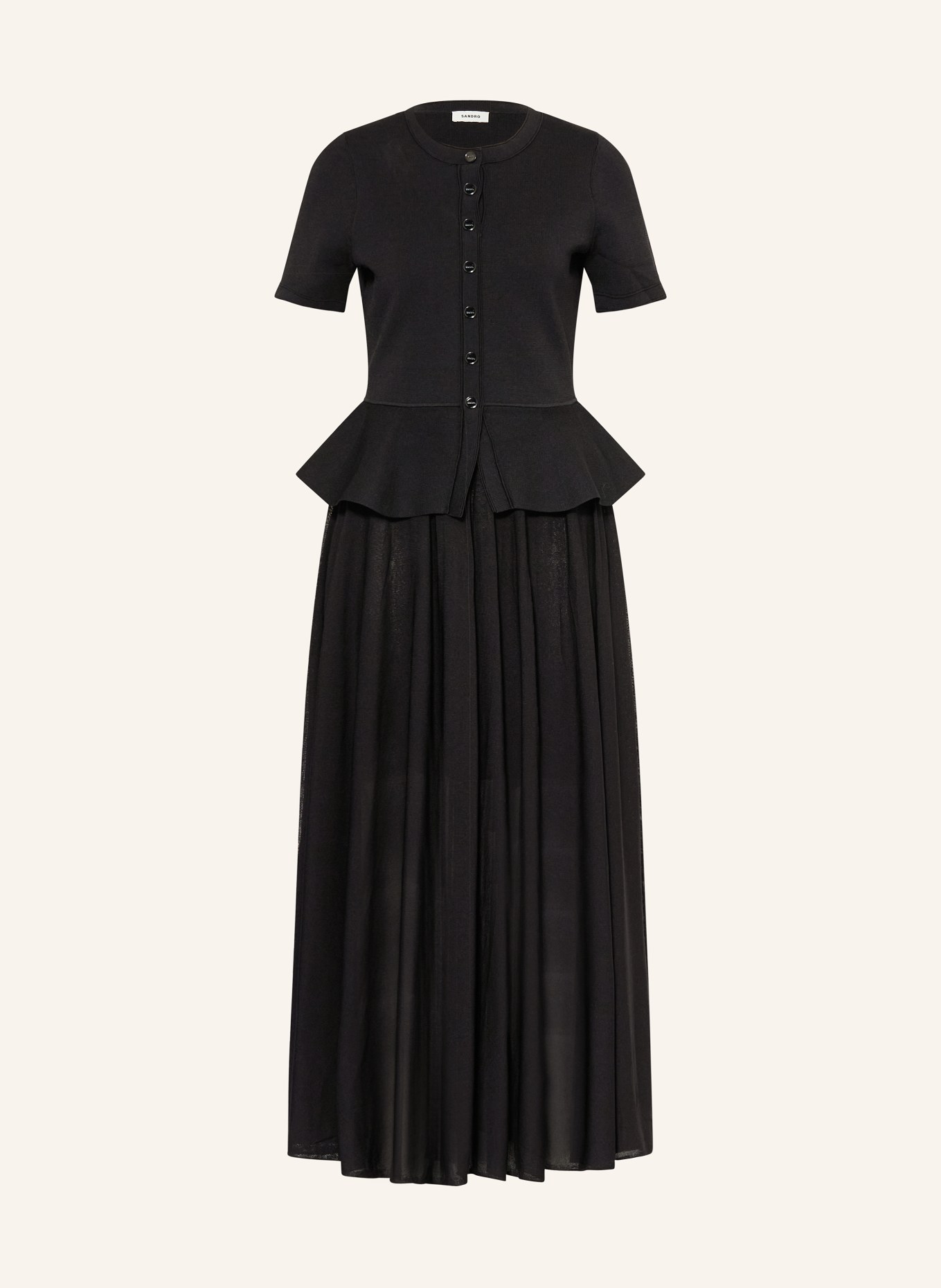 SANDRO Sukienka z mieszanki materiałów: CZARNY