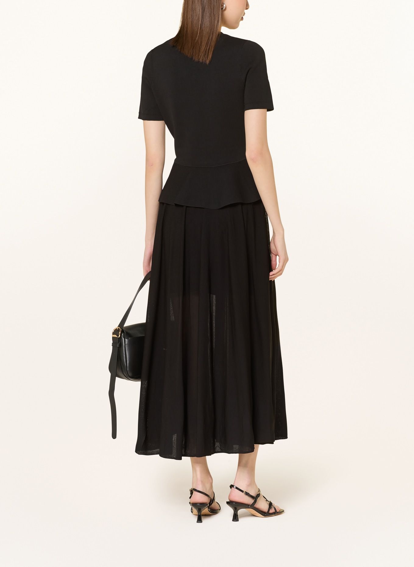 SANDRO Sukienka z mieszanki materiałów: CZARNY