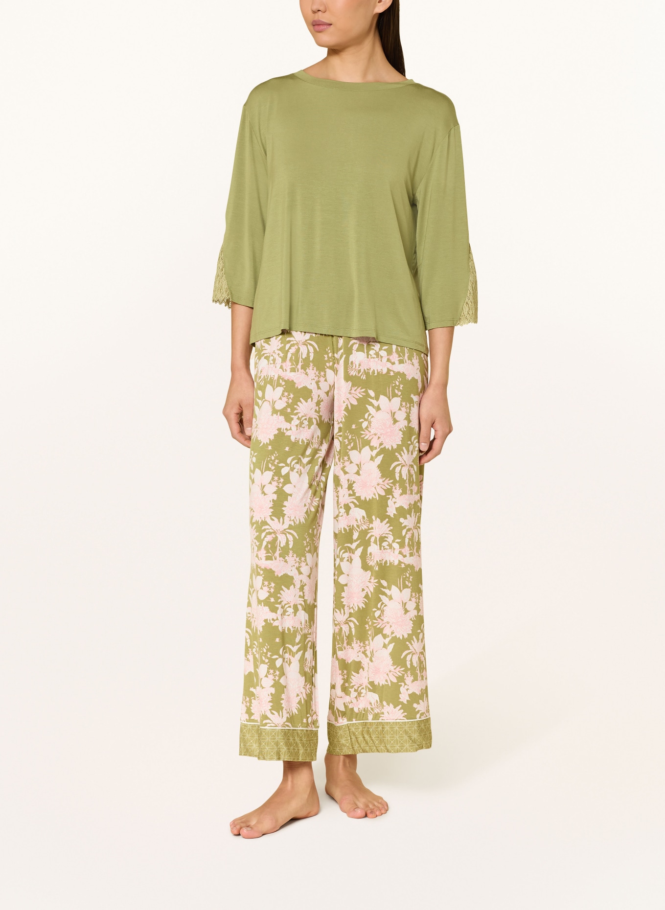 Triumph Schlafshirt AURA SPOTLIGHT mit 3/4-Arm: OLIV