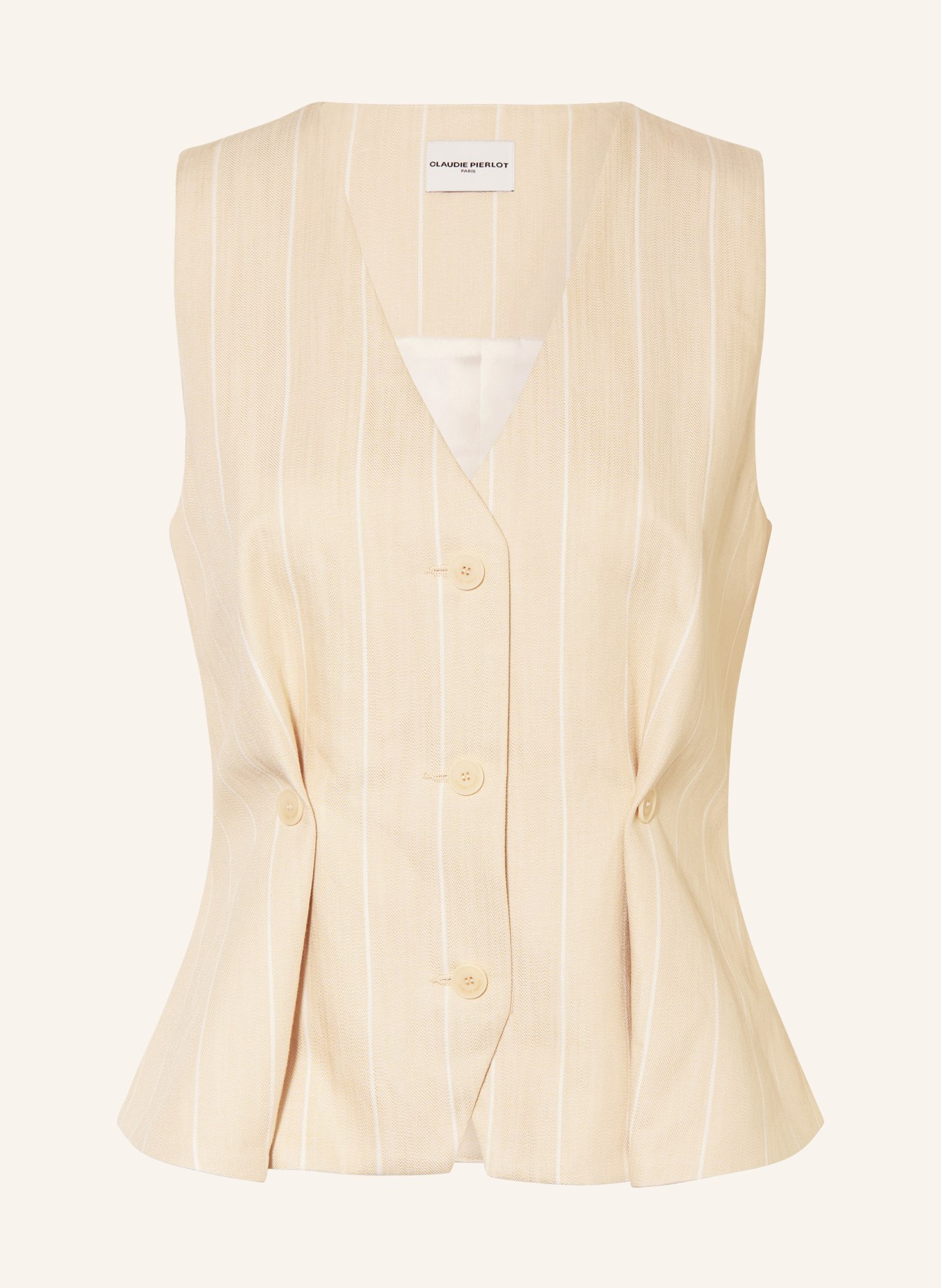 CLAUDIE PIERLOT Blazerweste mit Leinen: BEIGE / CREME