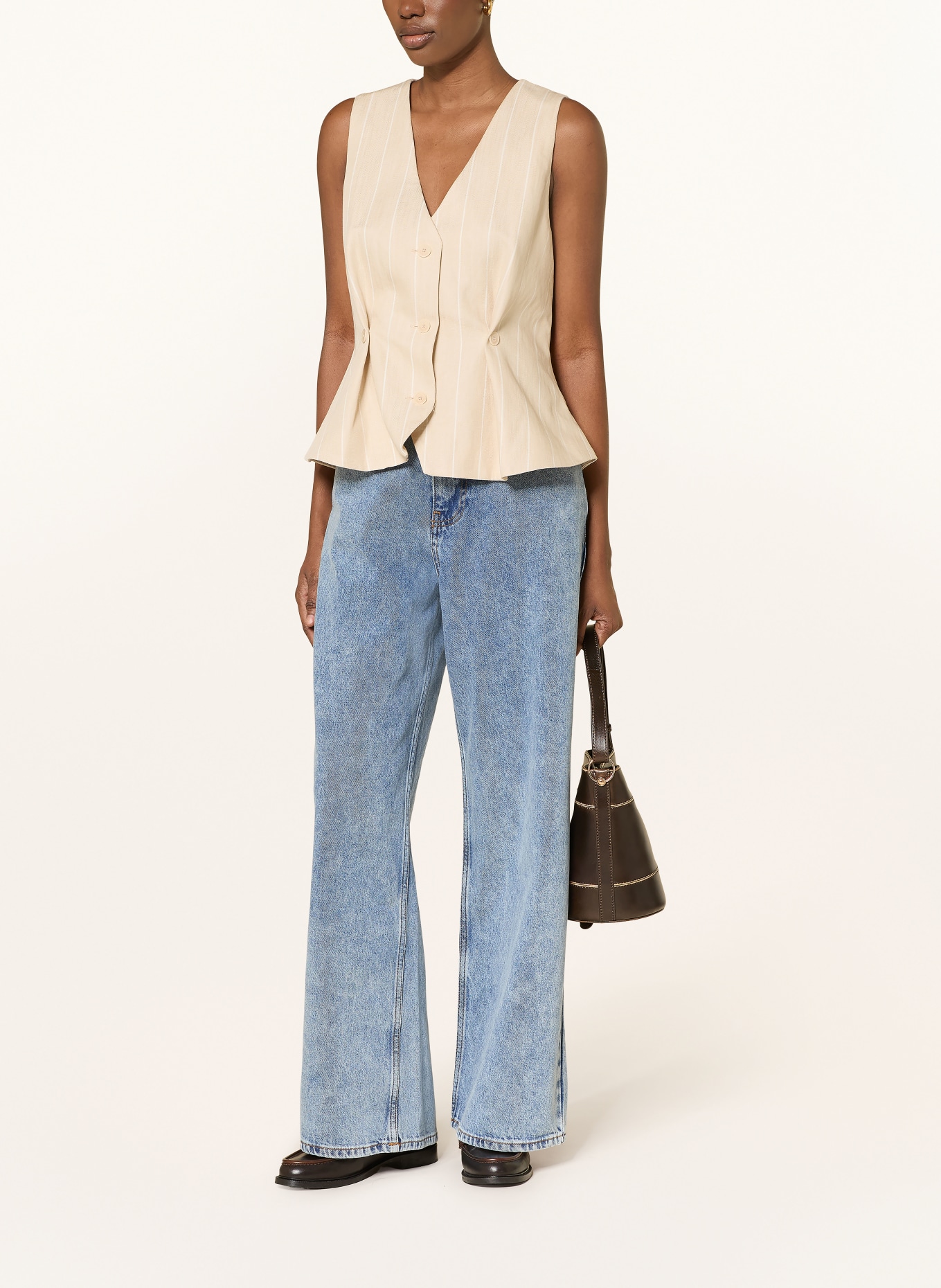 CLAUDIE PIERLOT Blazerweste mit Leinen: BEIGE / CREME