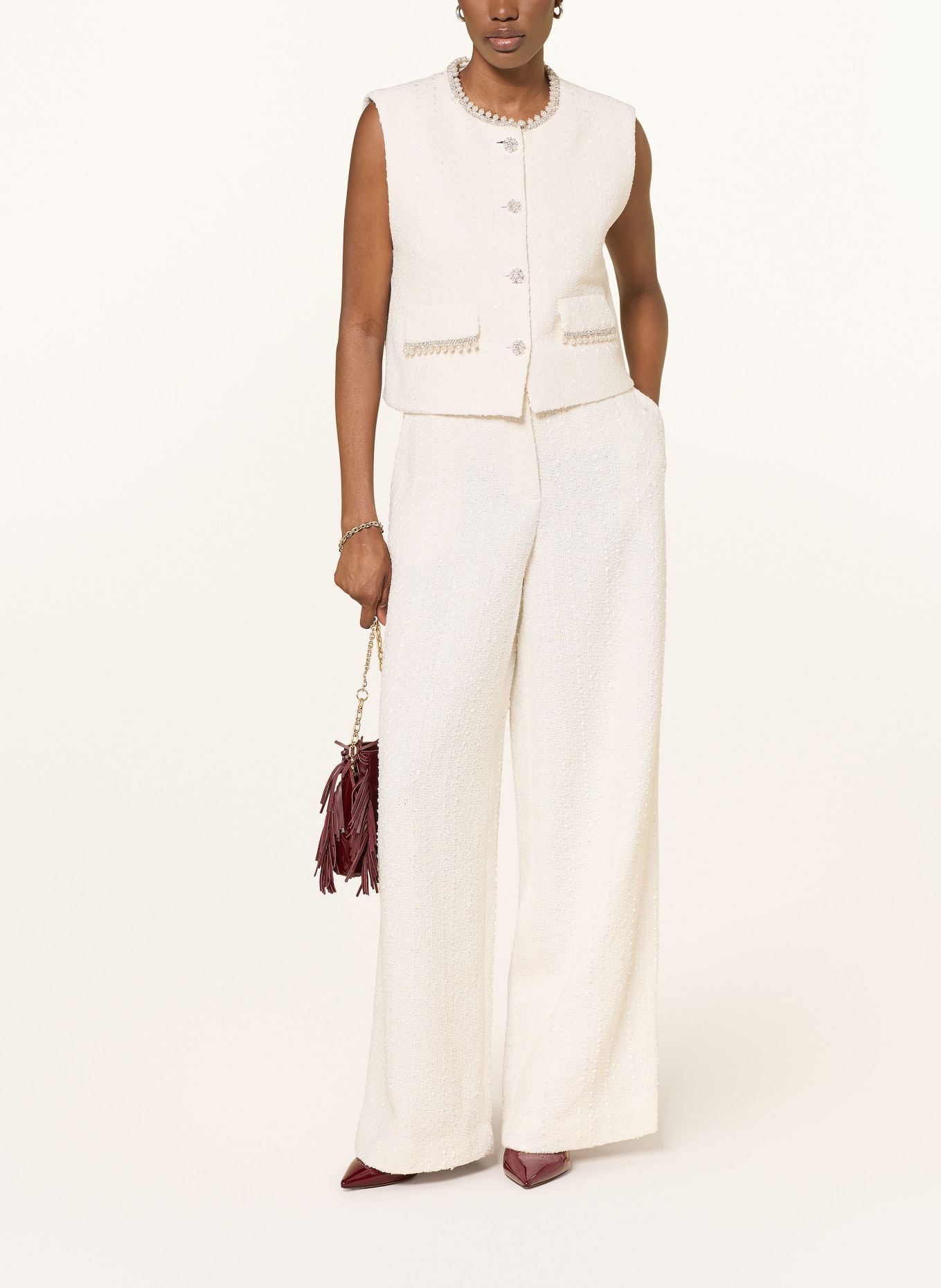 maje Spodnie z tweedu typu marlene: ECRU