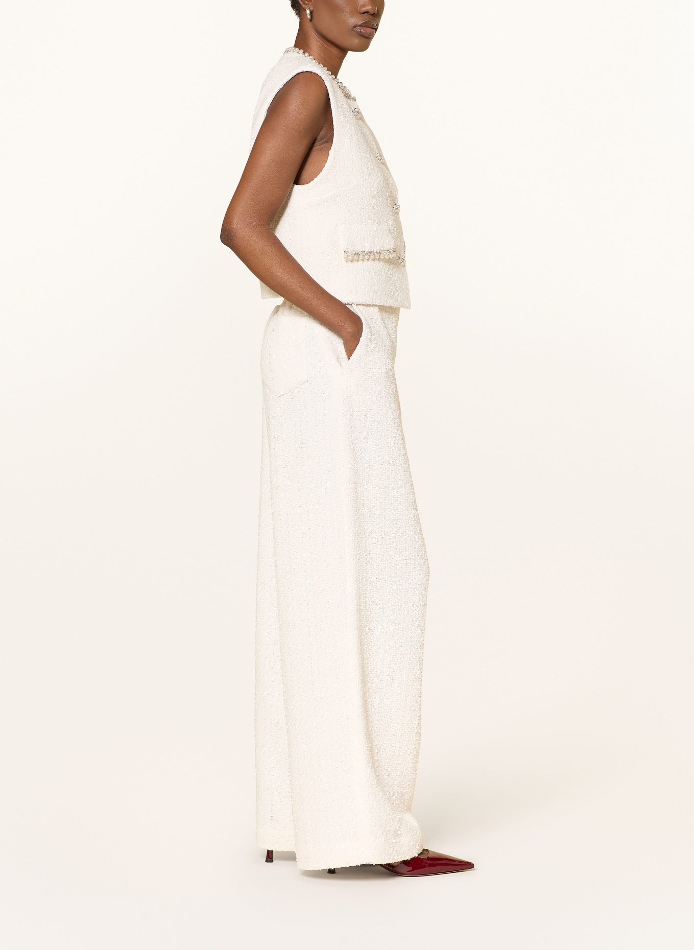 maje Spodnie z tweedu typu marlene: ECRU