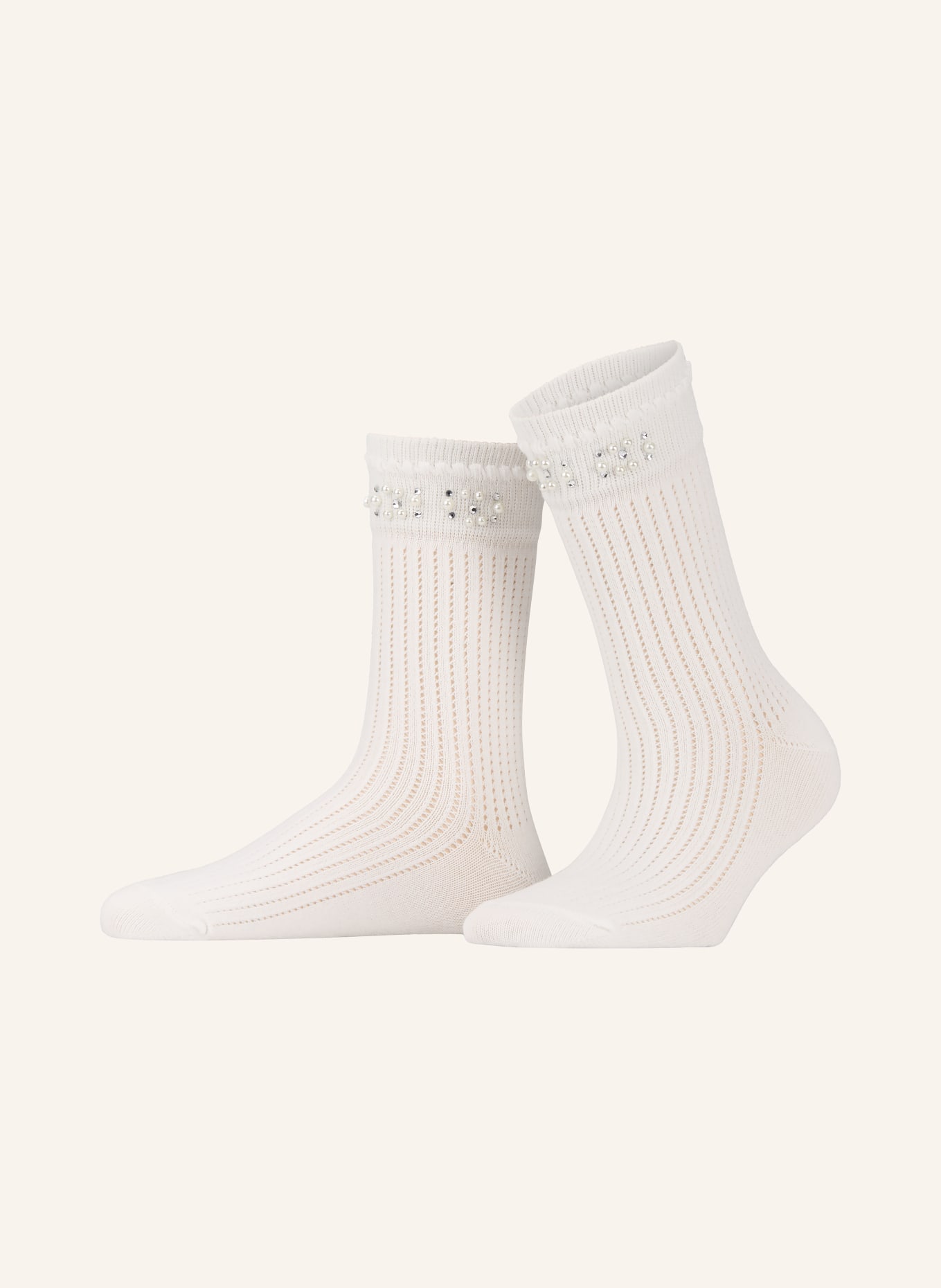 maje Socken mit Schmucksteinen: WEISS