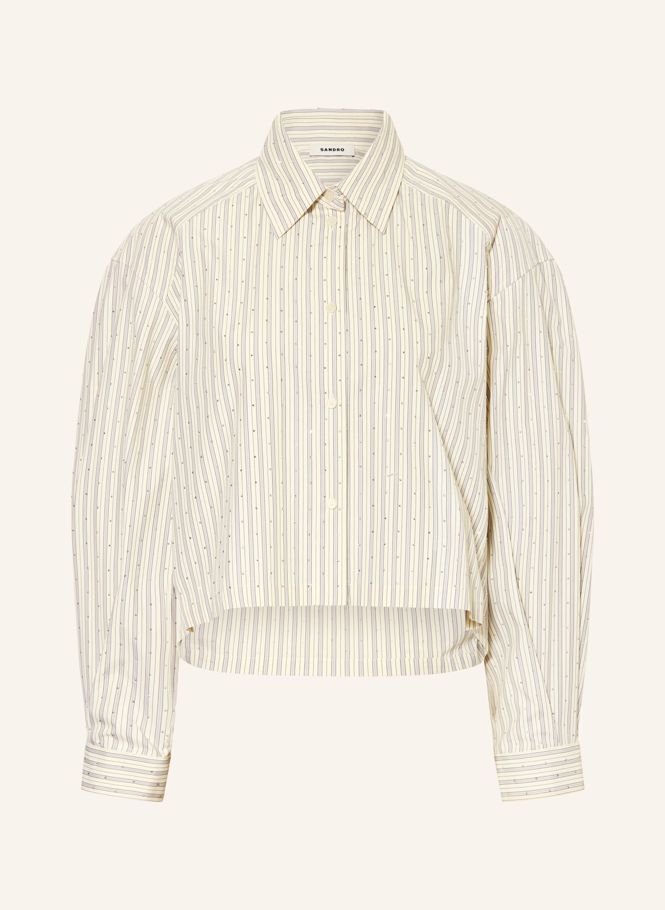 SANDRO Bluzka z kamieniami ozdobnymi: ECRU / JASNONIEBIESKI / CZARNY