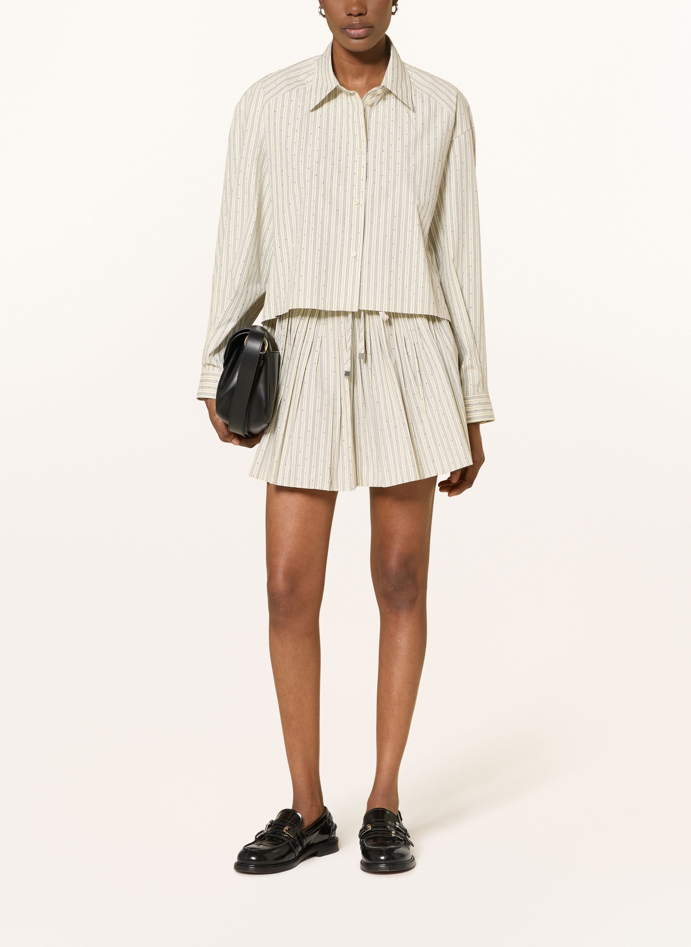 SANDRO Bluzka z kamieniami ozdobnymi: ECRU / JASNONIEBIESKI / CZARNY