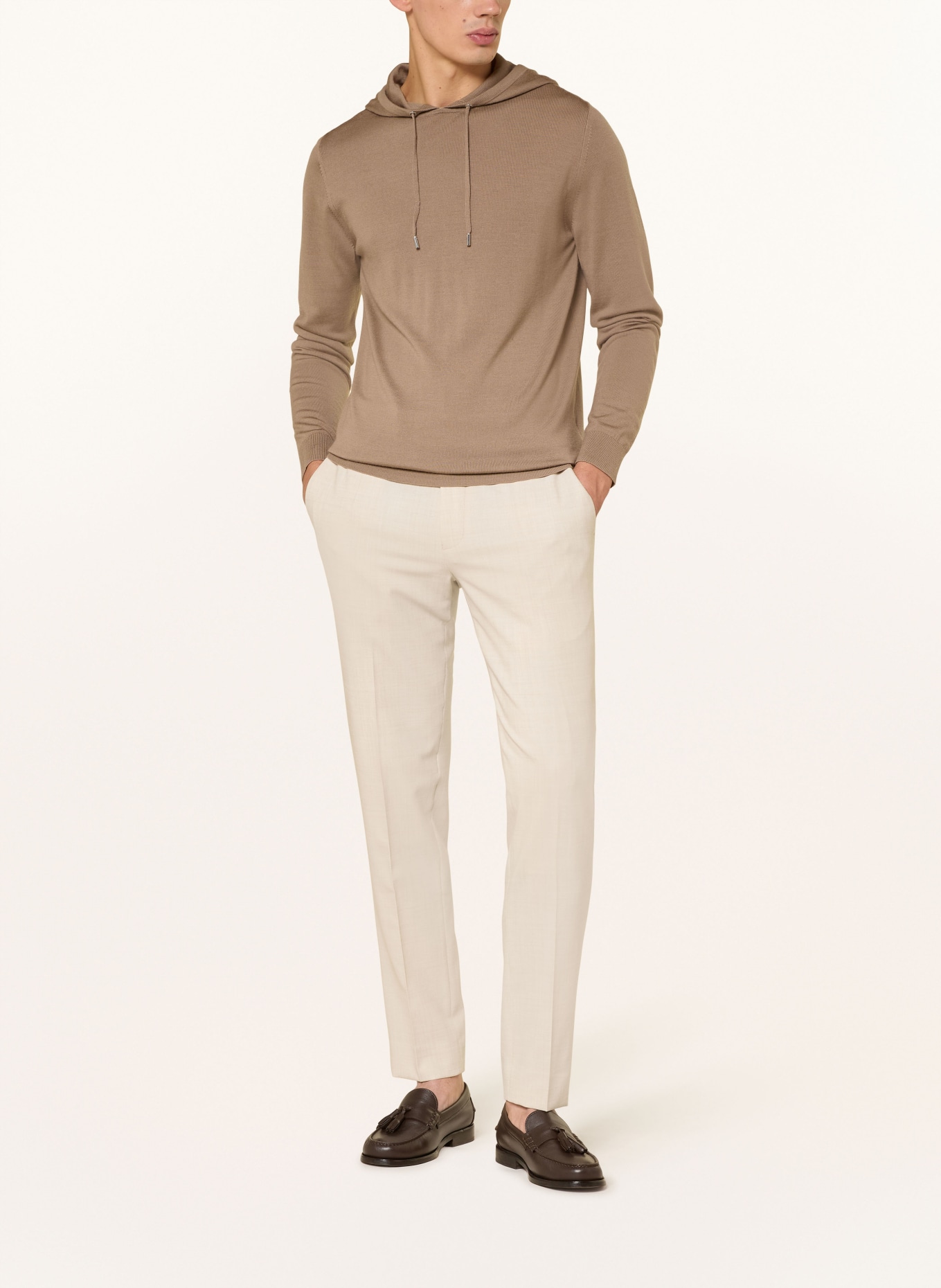 REISS Strick-Hoodie HOLLAND aus Merinowolle: CAMEL
