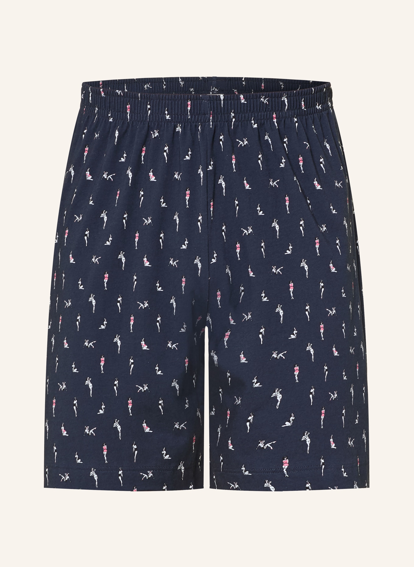 mey Schlafshorts Serie PIN UP DOLL: DUNKELBLAU / PINK / WEISS