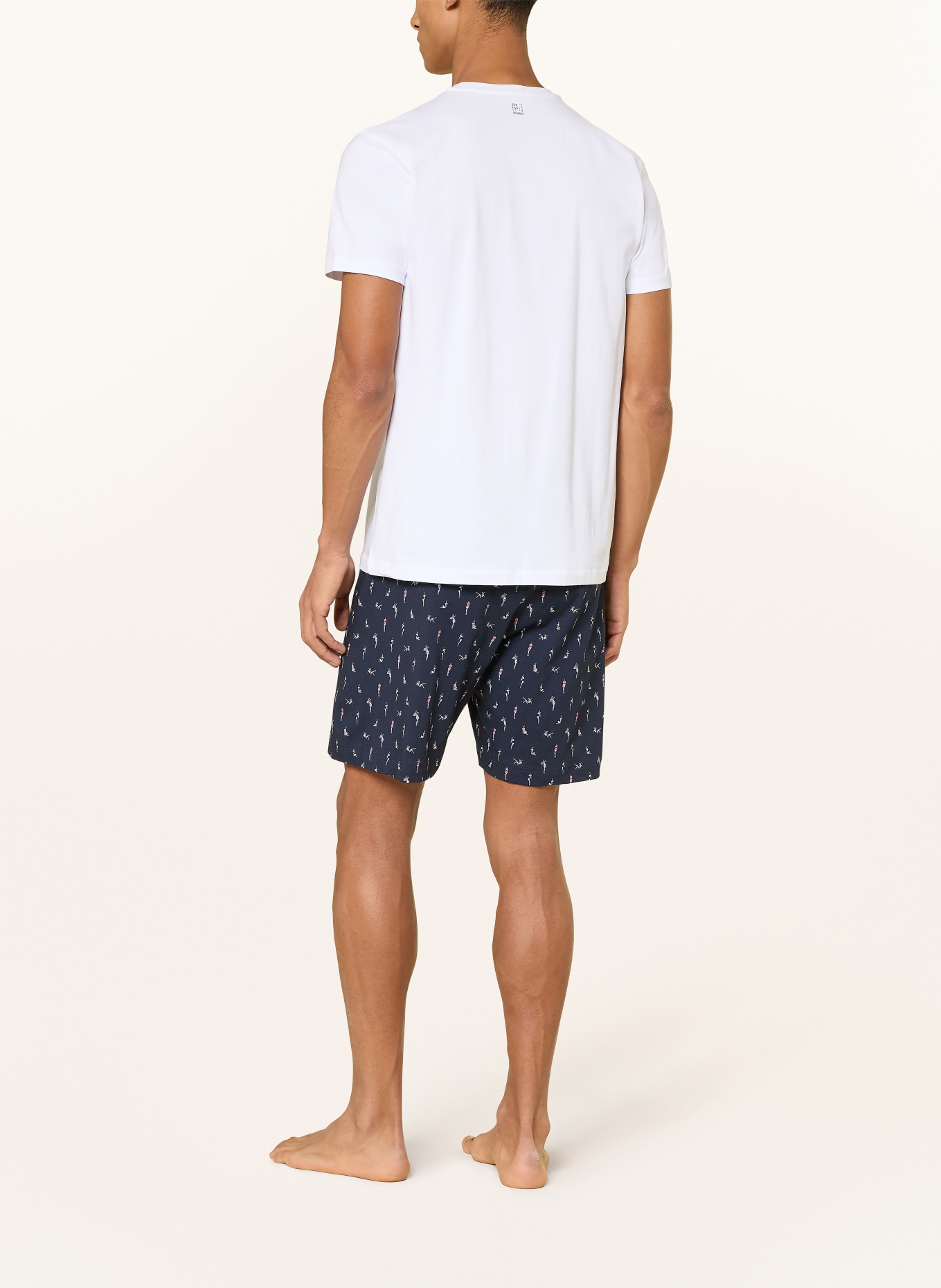 mey Schlafshorts Serie PIN UP DOLL: DUNKELBLAU / PINK / WEISS