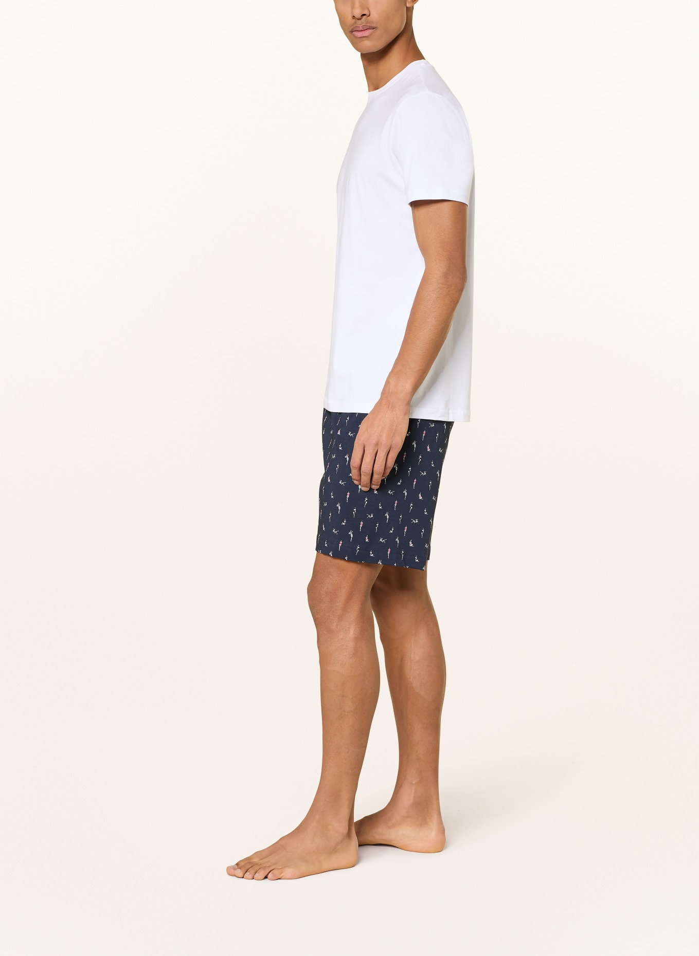 mey Schlafshorts Serie PIN UP DOLL: DUNKELBLAU / PINK / WEISS