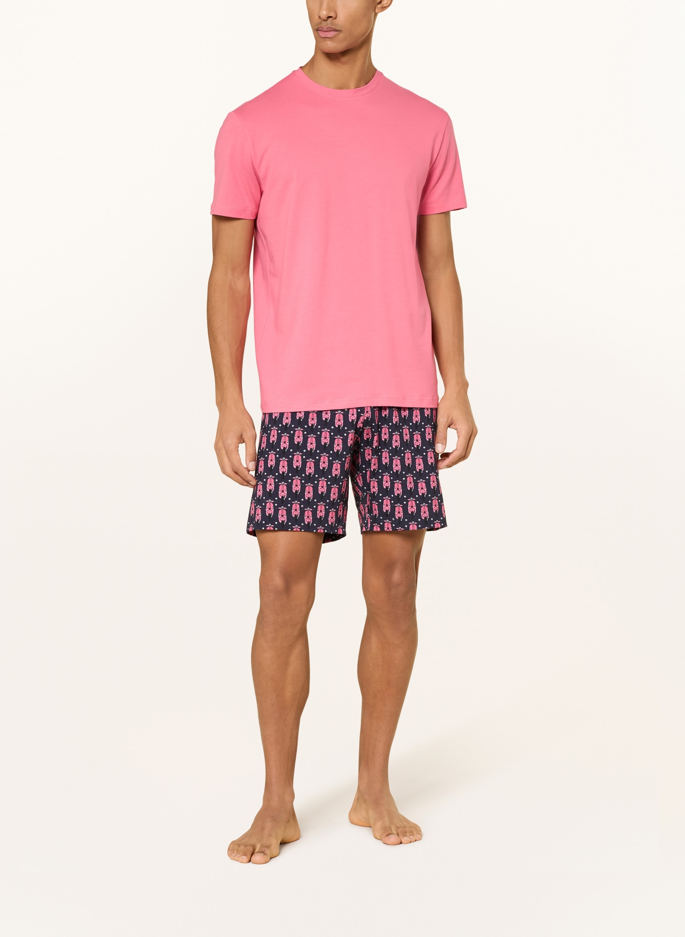 mey Schlafshorts Serie CITY GLIDE: DUNKELBLAU / ALTROSA