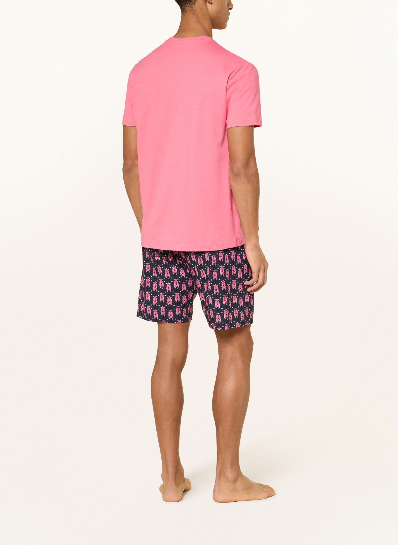 mey Schlafshorts Serie CITY GLIDE: DUNKELBLAU / ALTROSA