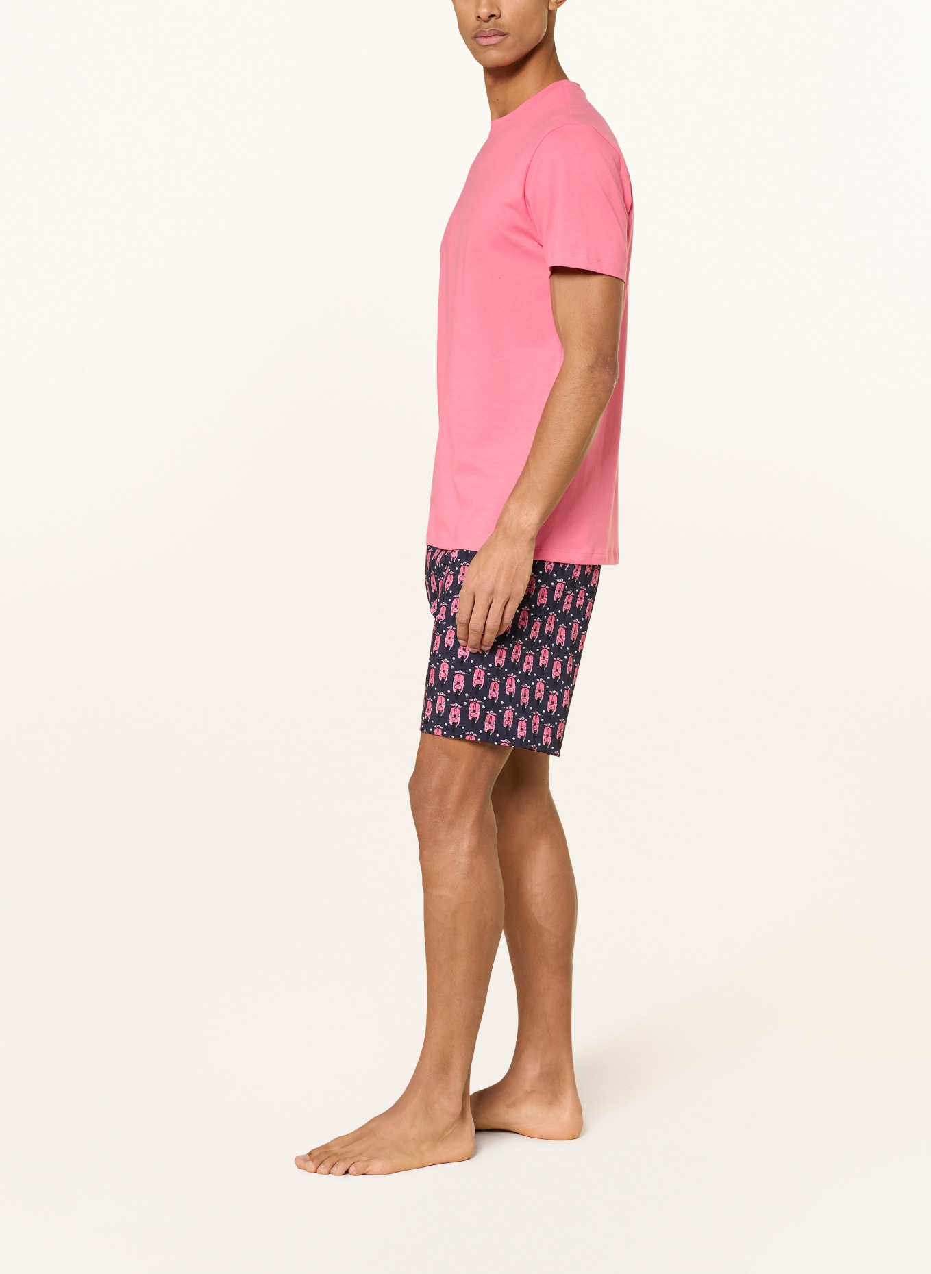 mey Schlafshorts Serie CITY GLIDE: DUNKELBLAU / ALTROSA