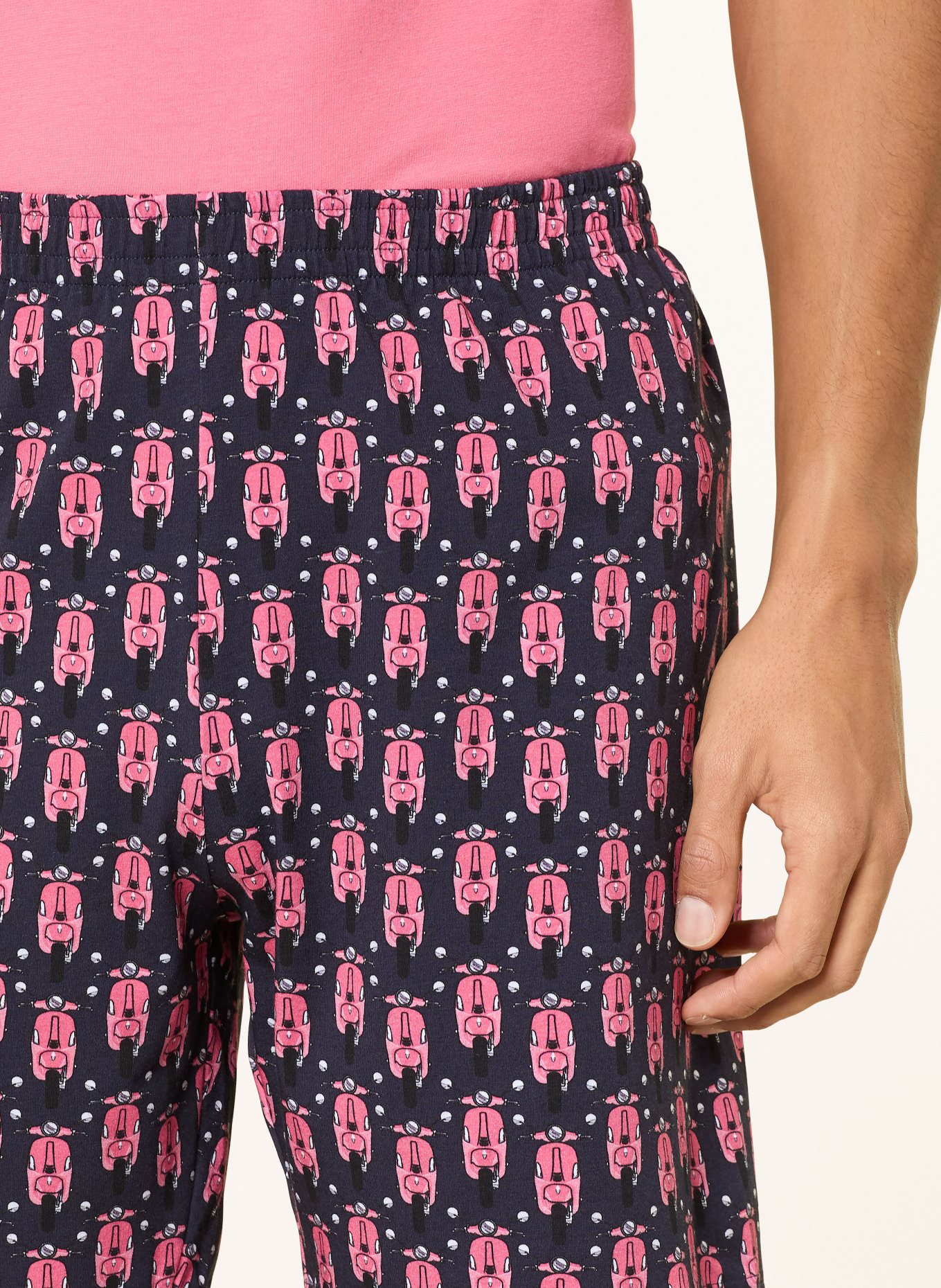 mey Schlafshorts Serie CITY GLIDE: DUNKELBLAU / ALTROSA