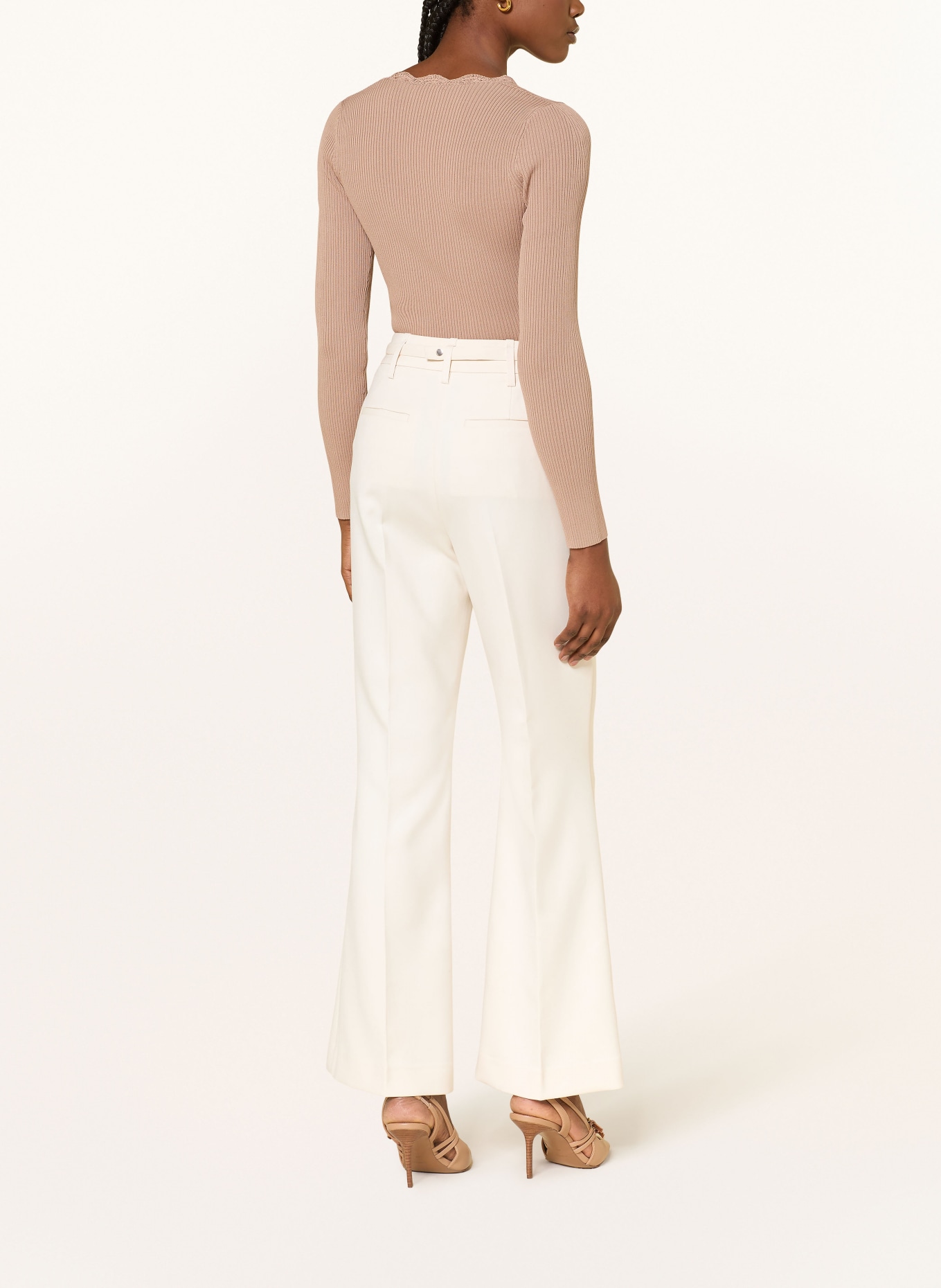 REISS Spodnie z marlowym materiałem LEONA: KREMOWY