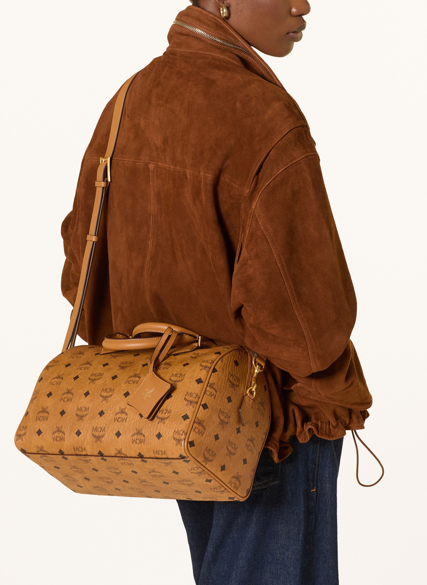 MCM Handtas ELLA BOSTON MEDIUM: COGNAC / GOUD / MARRON FONCÉ