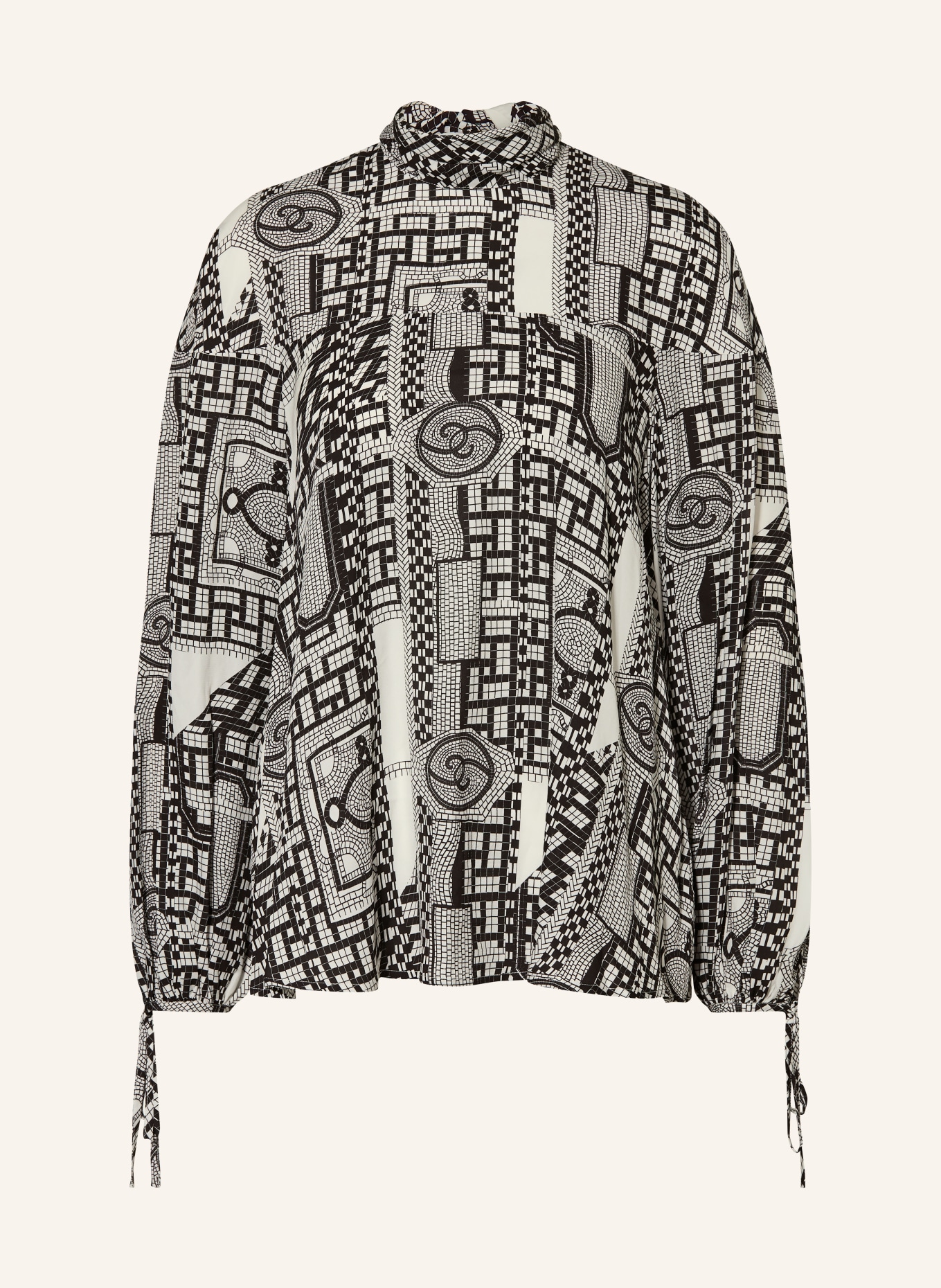 REISS Schluppenbluse HARRY: HELLGRAU / SCHWARZ