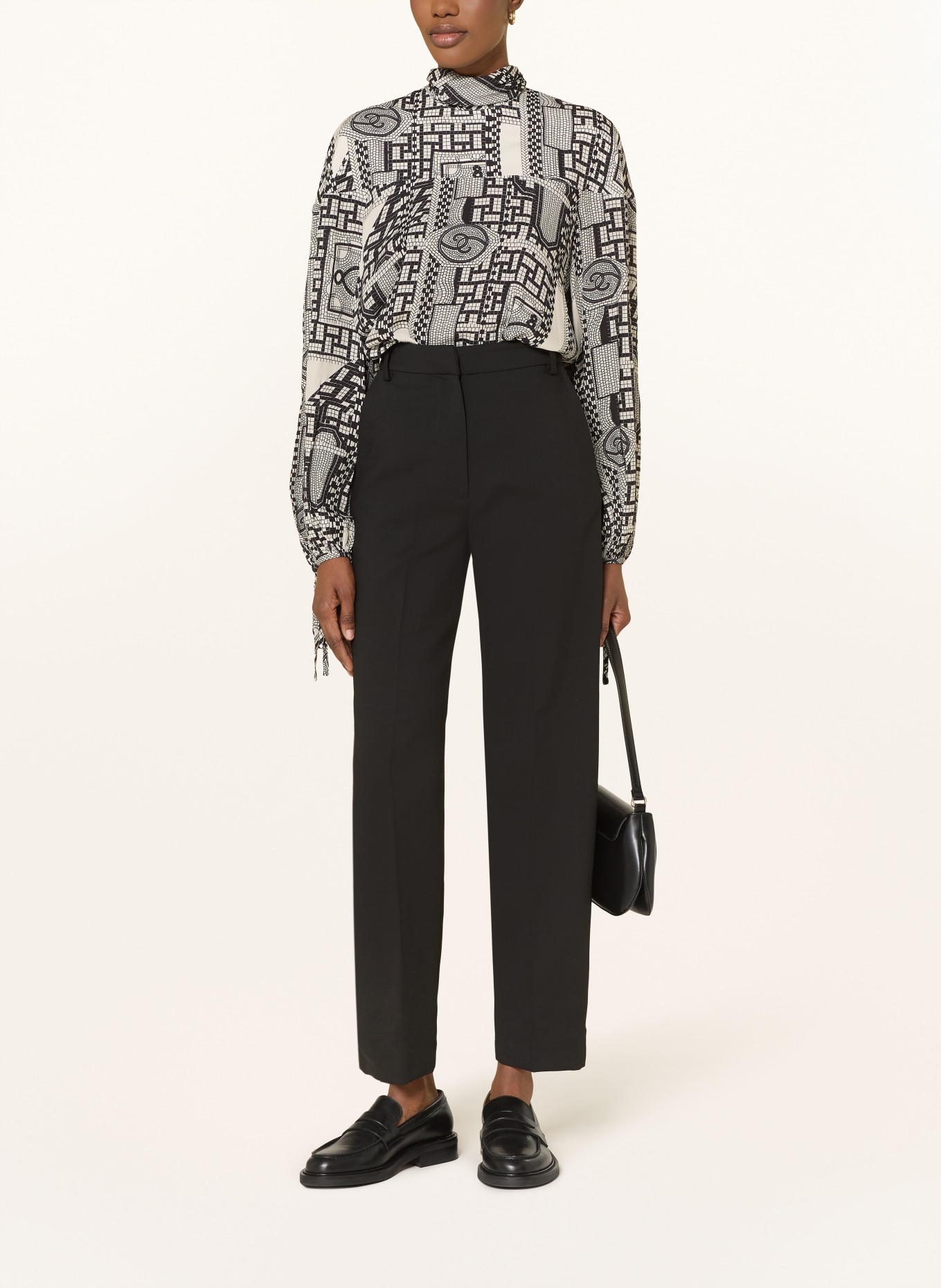 REISS Schluppenbluse HARRY: HELLGRAU / SCHWARZ