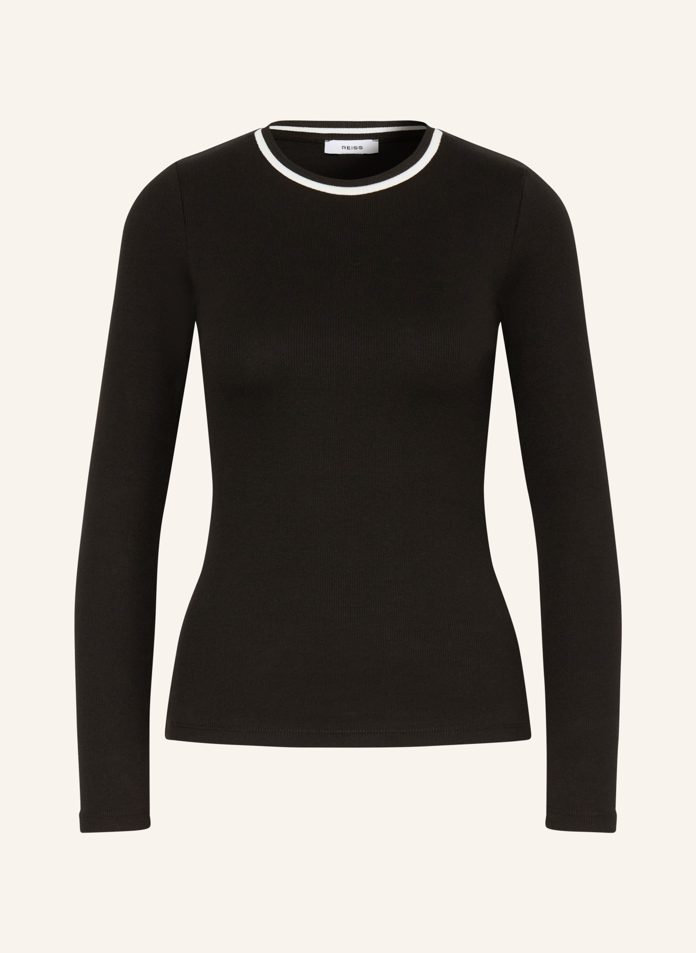 REISS Longsleeve: SCHWARZ / WEISS