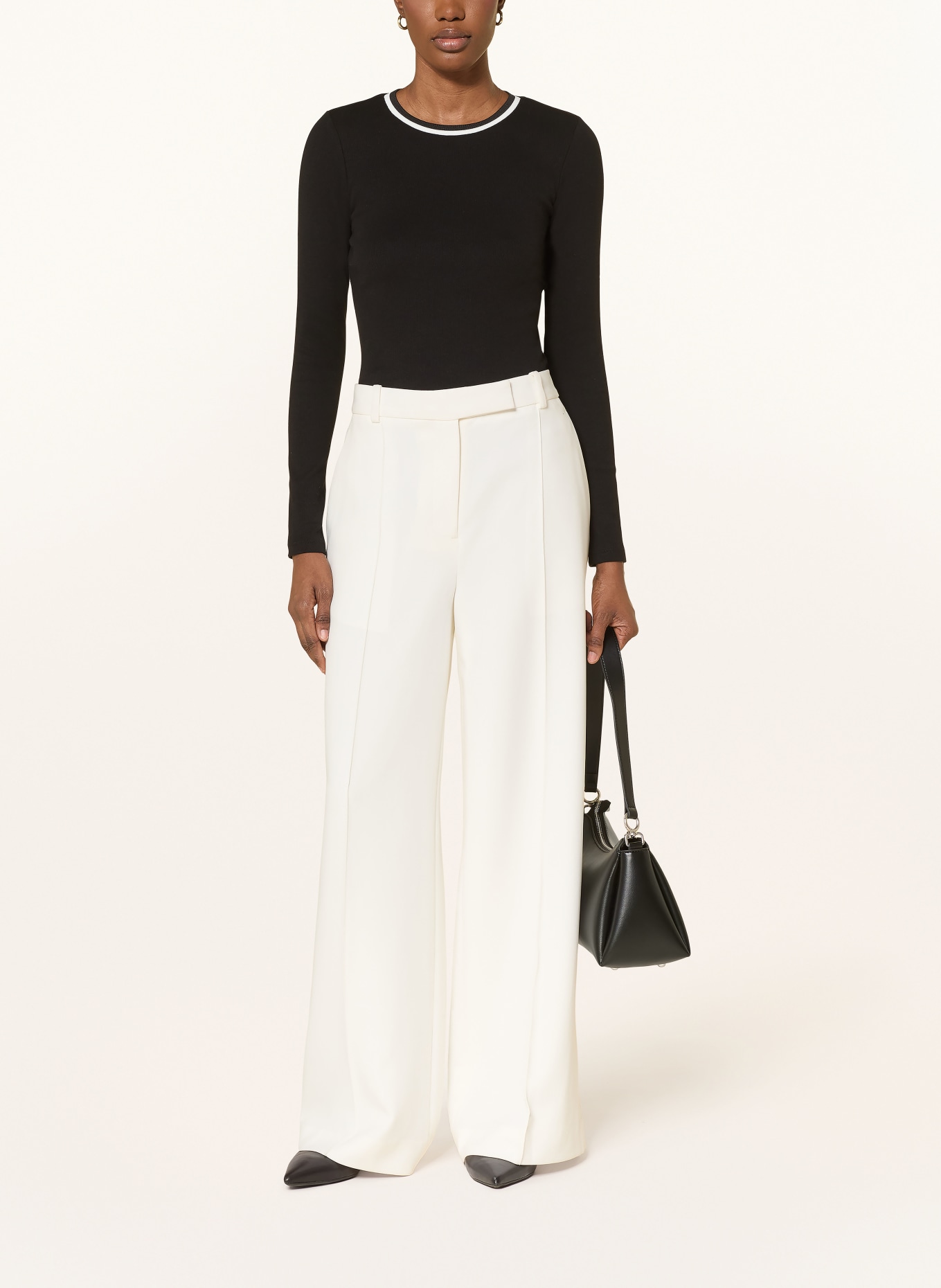 REISS Longsleeve: SCHWARZ / WEISS