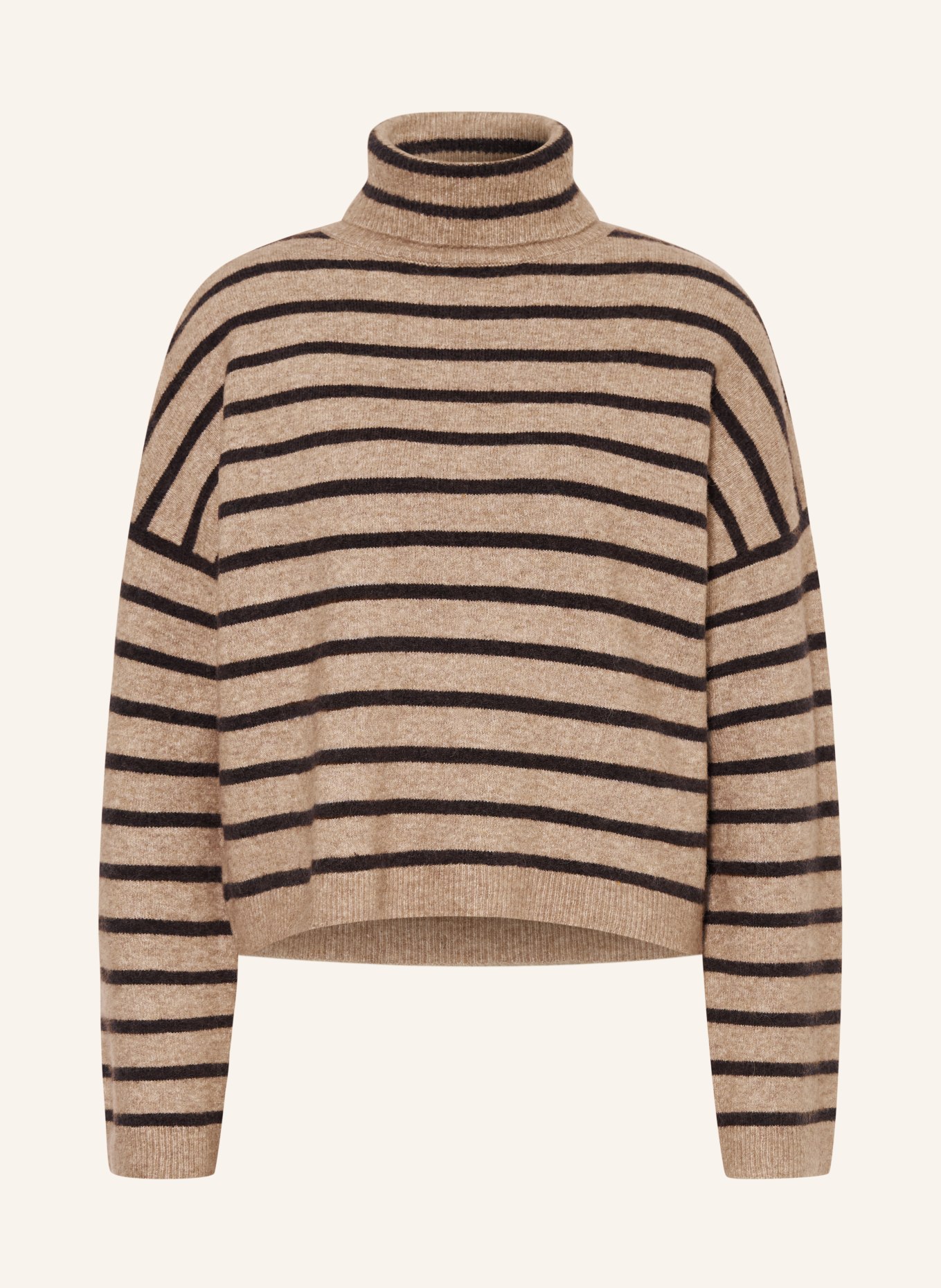 REISS Rollkragenpullover WYNN mit Alpaka: BEIGE / DUNKELBRAUN