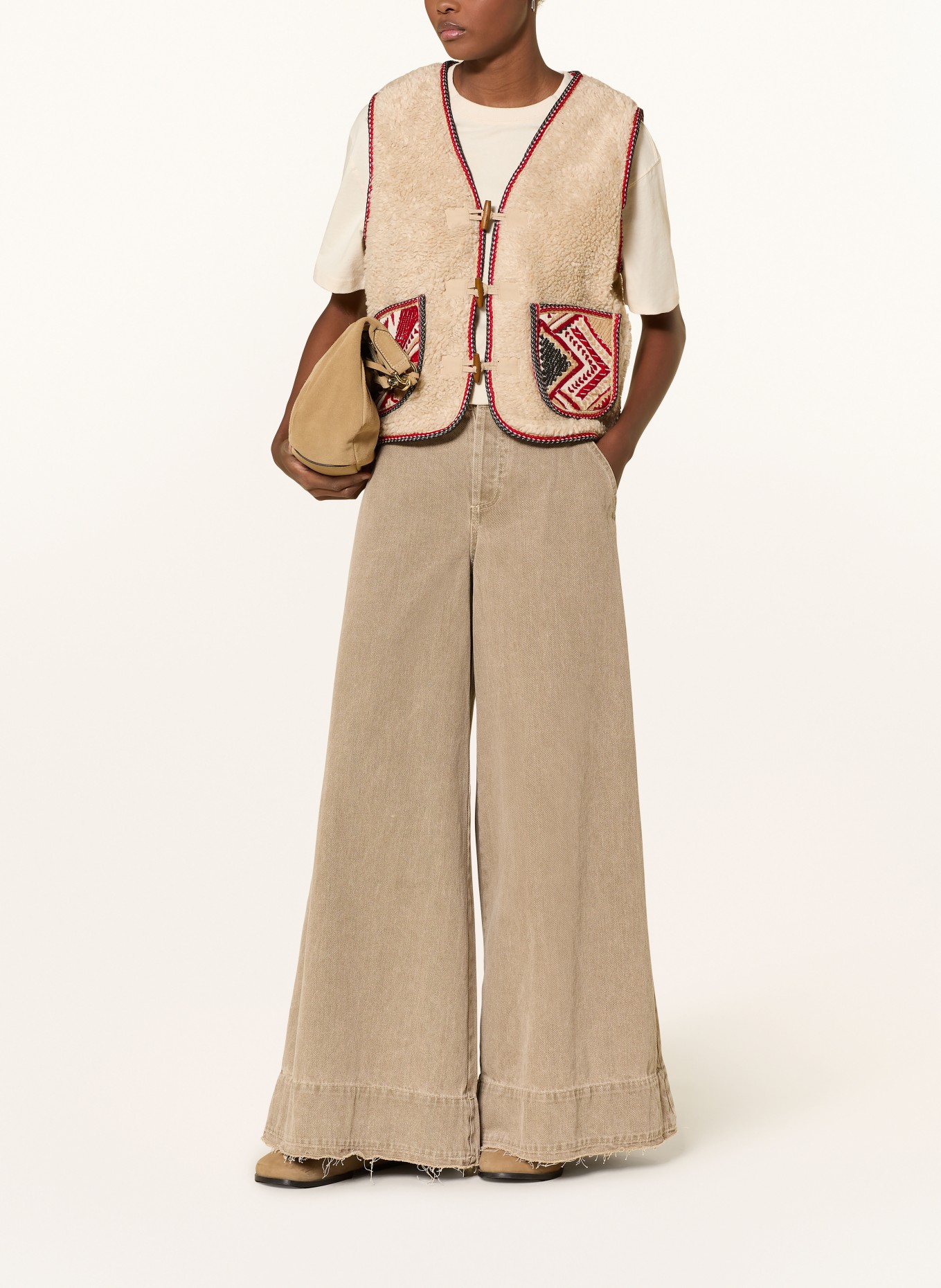 lollys laundry Umělá kožešinová vesta HUGOLL: BÉŽOVÁ / ČERVENÁ / ČERNÁ