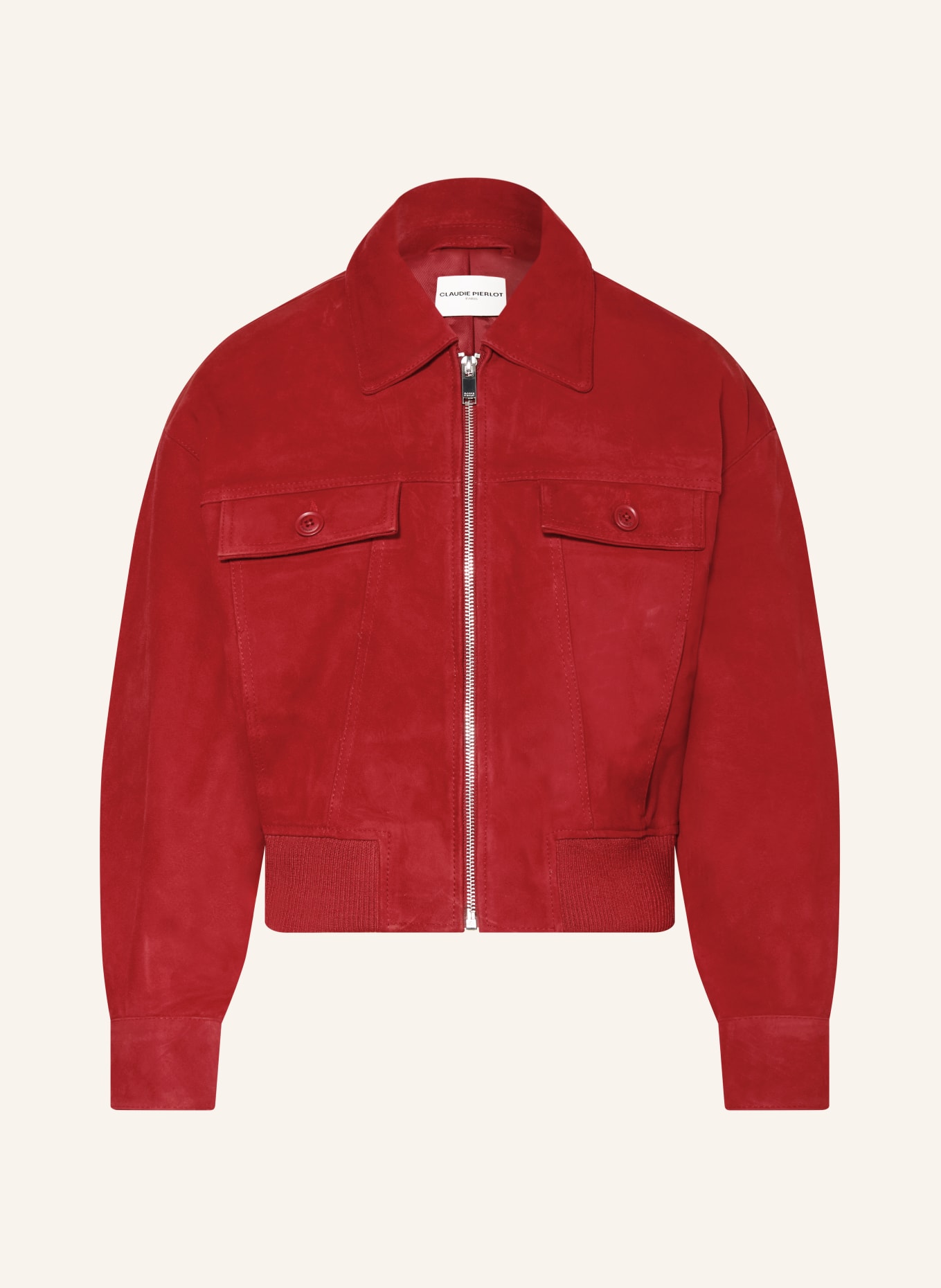 CLAUDIE PIERLOT kurtka skórzana: CIEMNOCZERWONY