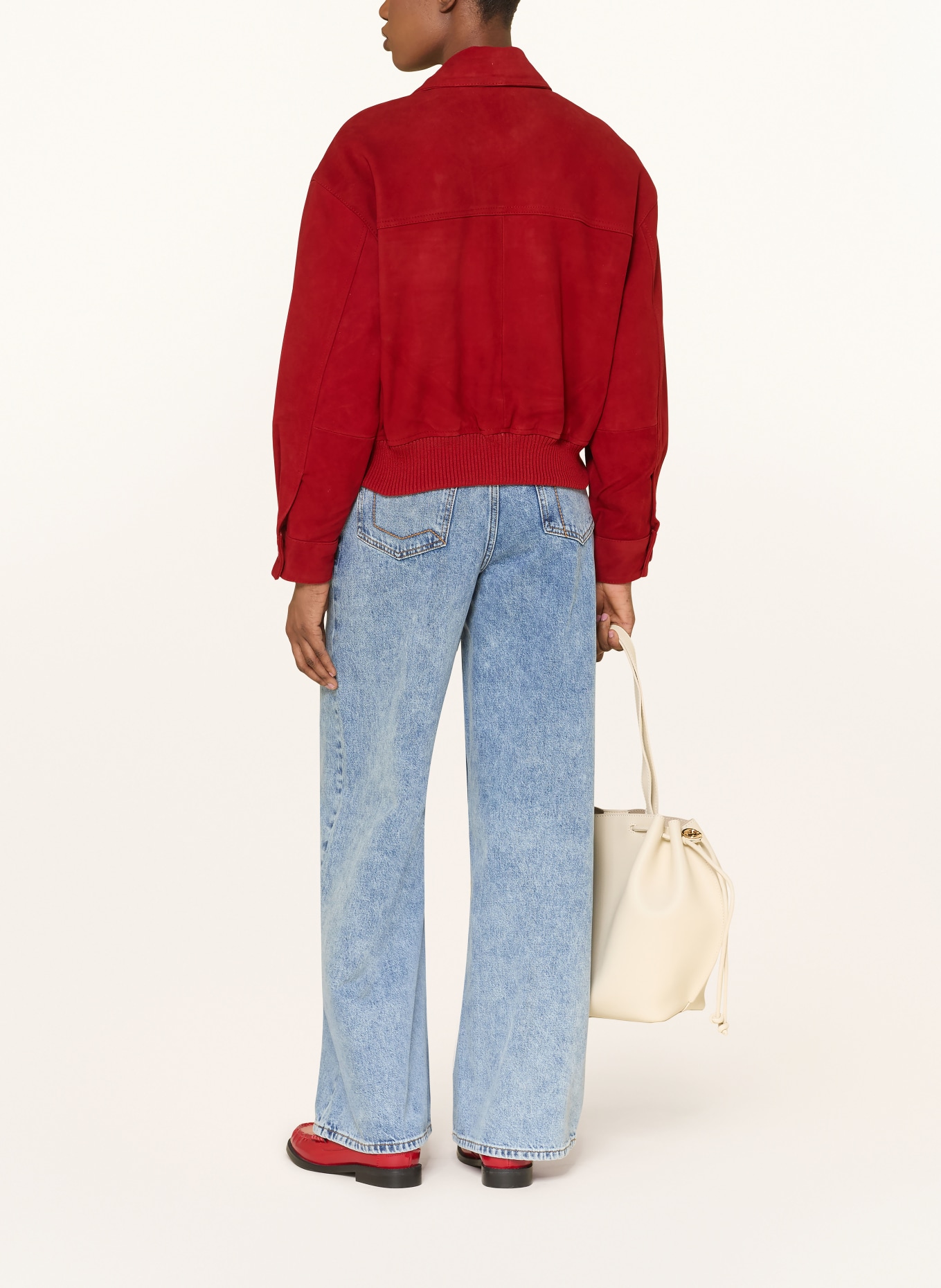 CLAUDIE PIERLOT kurtka skórzana: CIEMNOCZERWONY