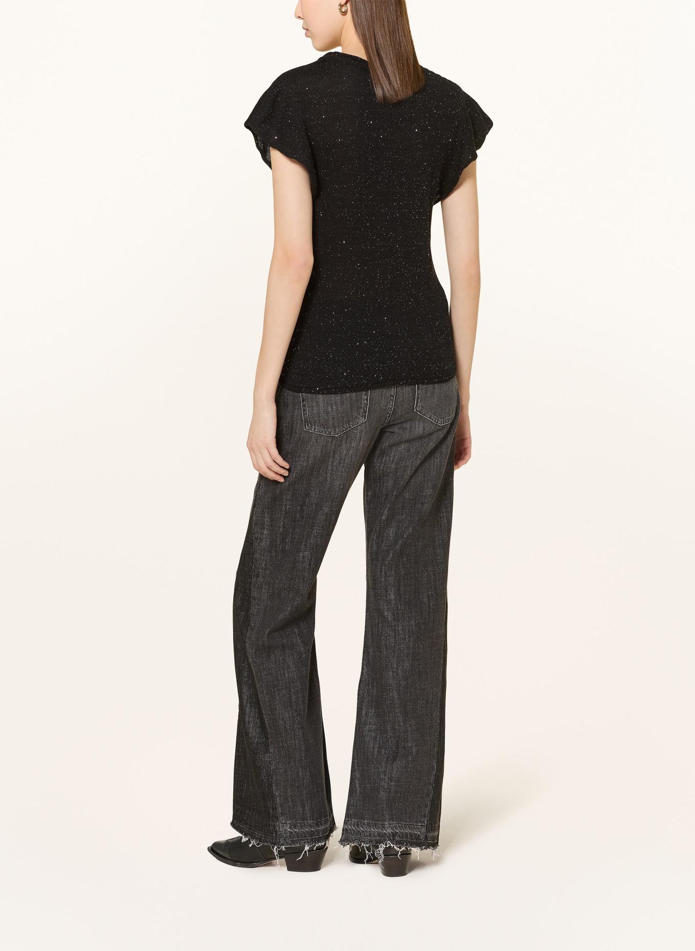 ba&sh Pletené tričko BICHARA s flitry: ČERNÁ