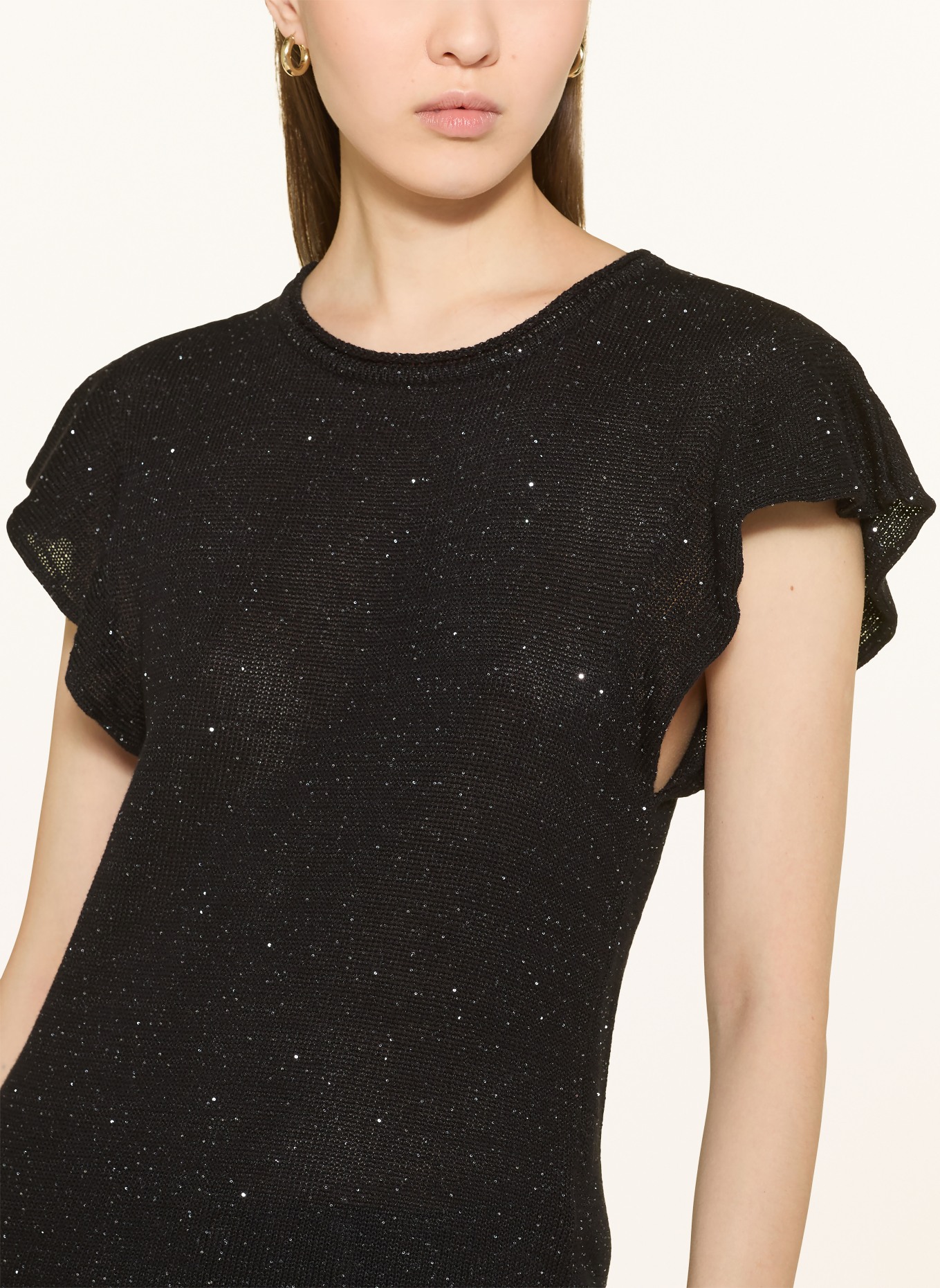 ba&sh Pletené tričko BICHARA s flitry: ČERNÁ