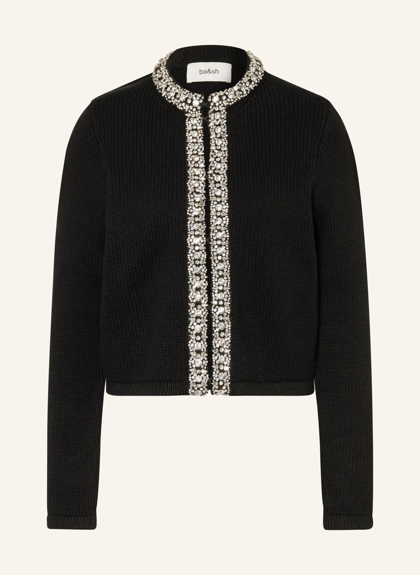 ba&sh Svetr LOUNA s ozdobnými kamínky: ČERNÁ