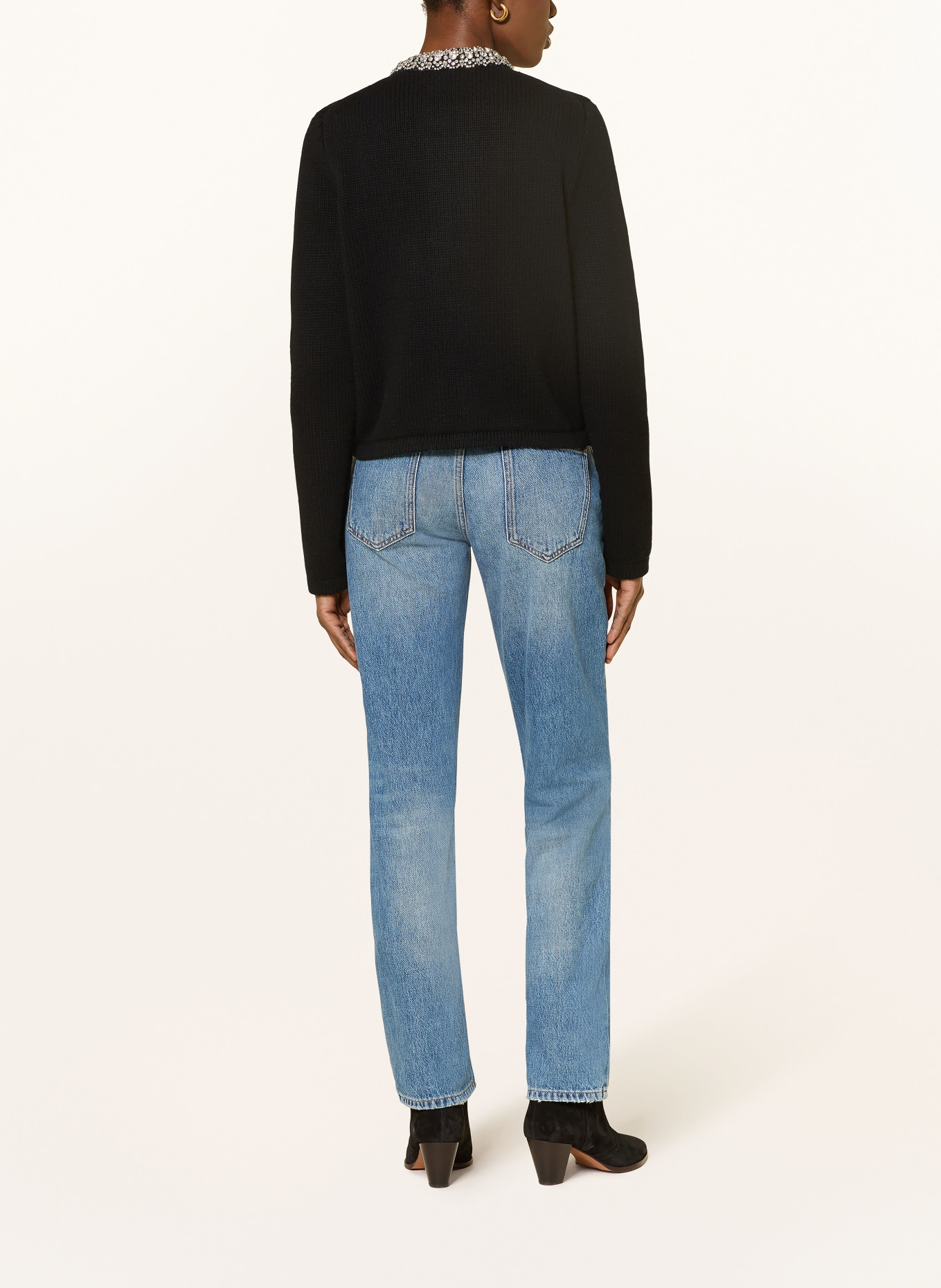 ba&sh Svetr LOUNA s ozdobnými kamínky: ČERNÁ