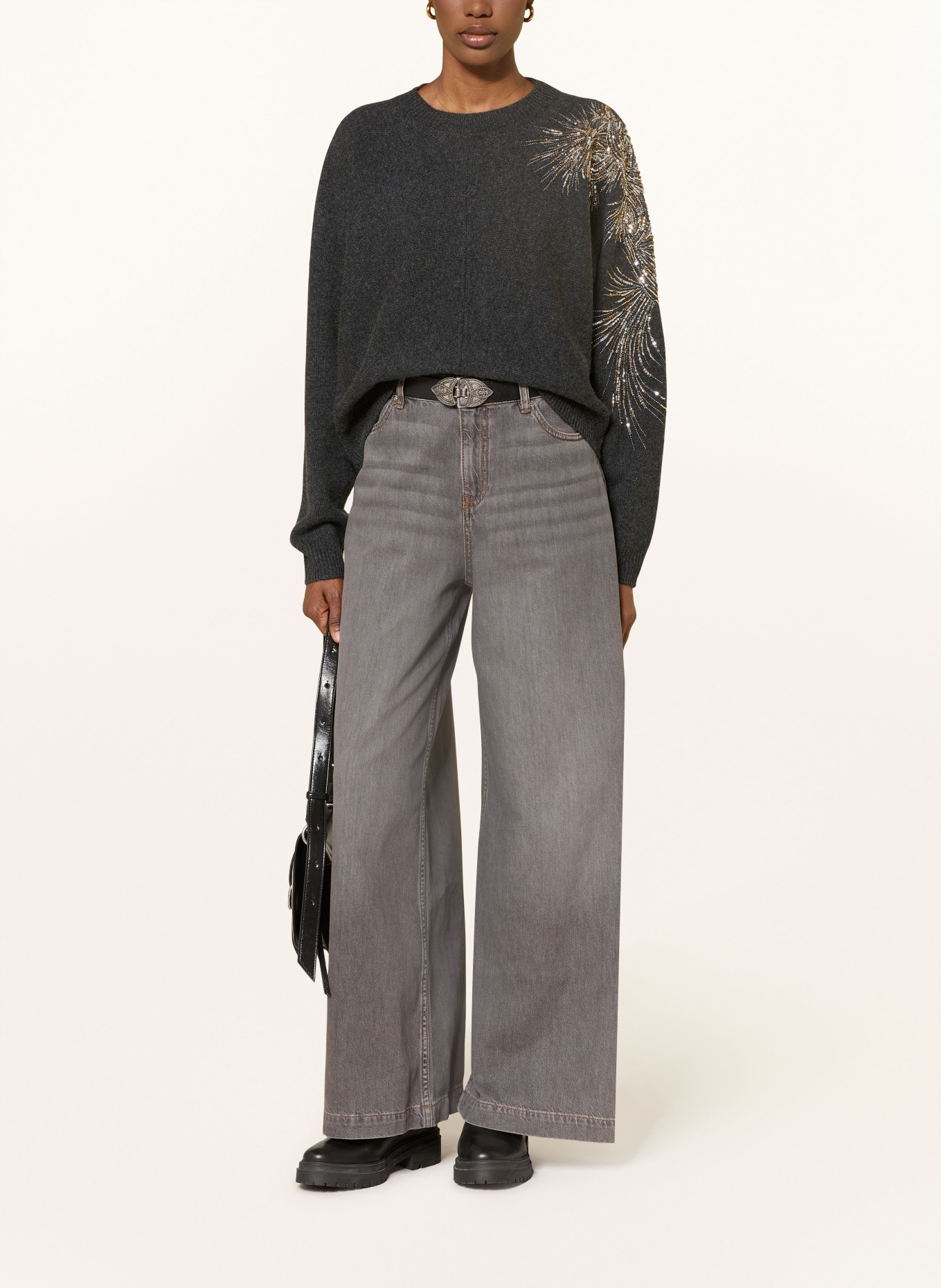 ba&sh Pullover CHORSE mit Cashmere und Pailletten: DUNKELGRAU