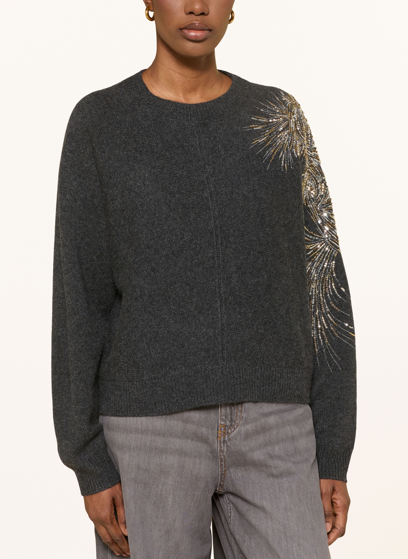 ba&sh Pullover CHORSE mit Cashmere und Pailletten: DUNKELGRAU