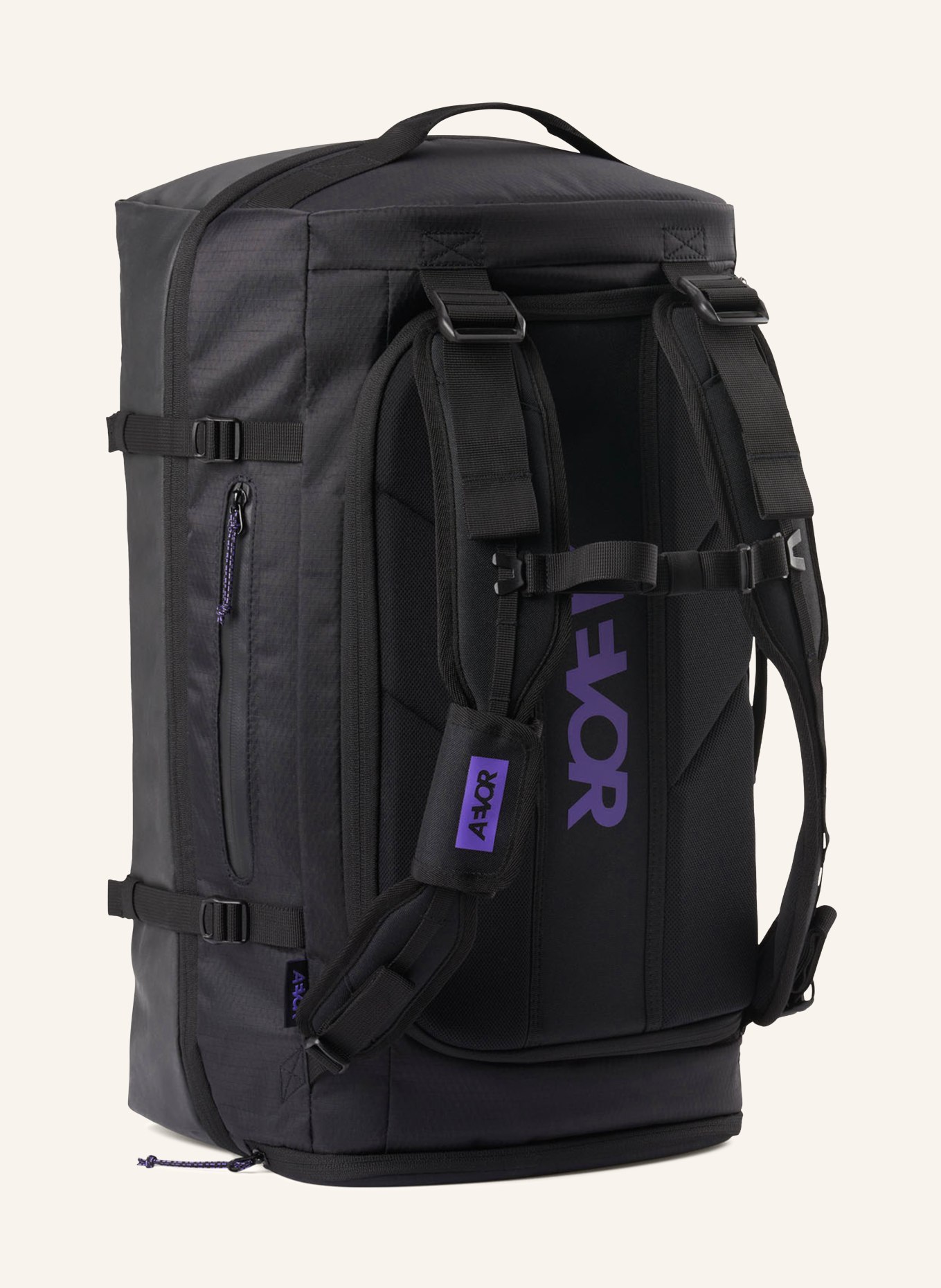 AEVOR Set: BLACKROLL sports bag and BLACKROLL TWIN fascia roller: BLACK / PURPLE