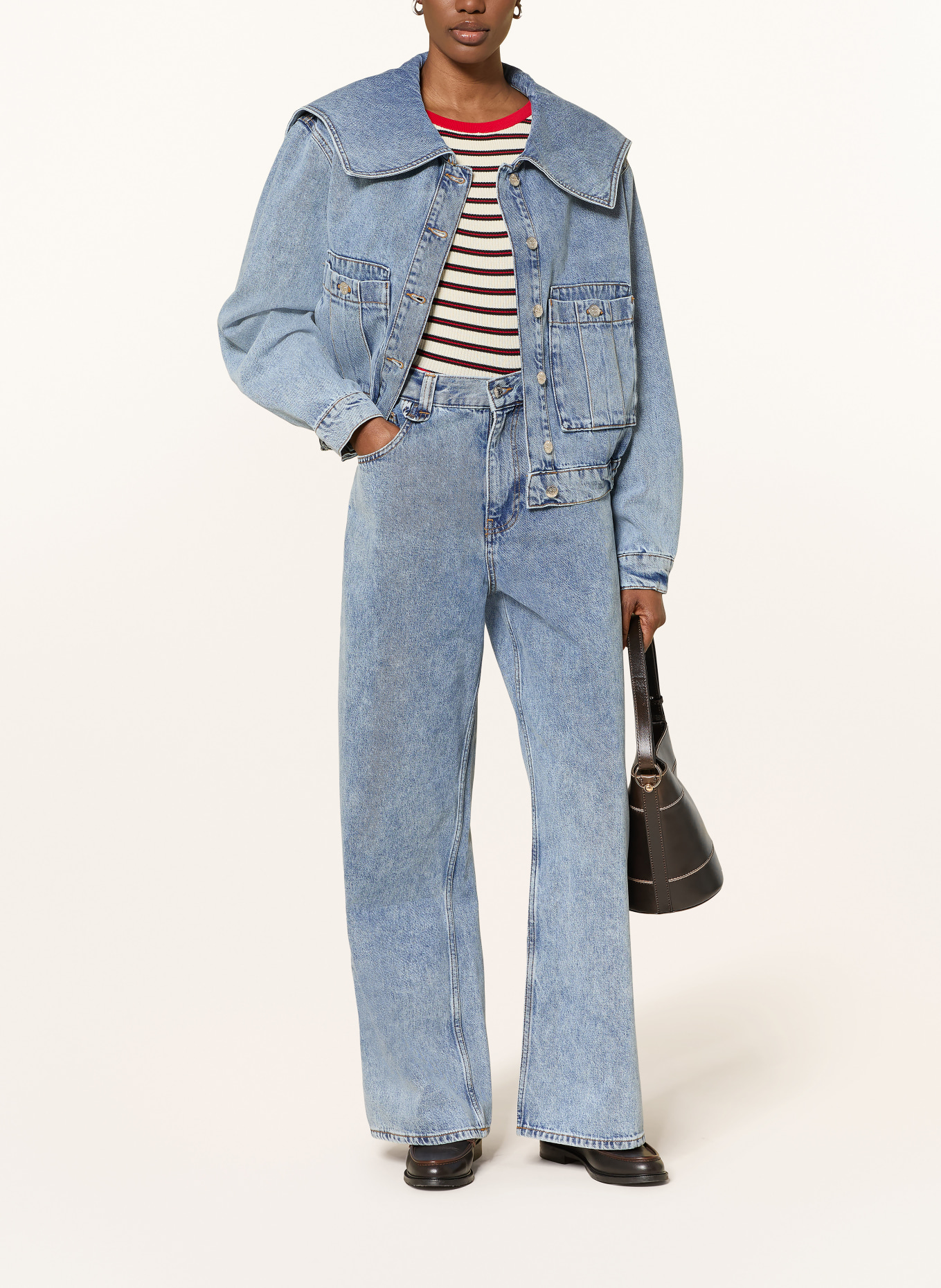 CLAUDIE PIERLOT Wide Leg Jeans: 0017 BLUE DENIM