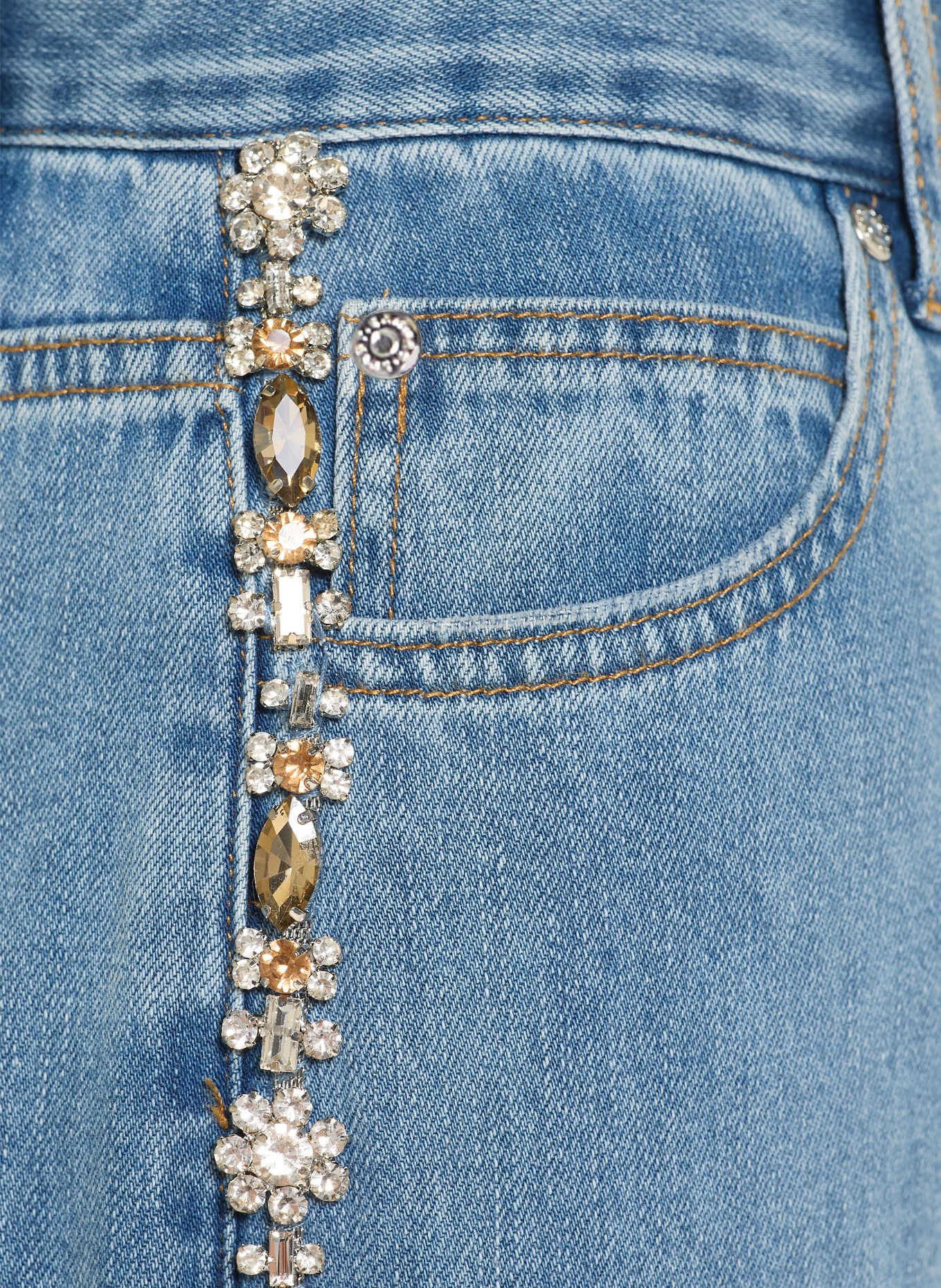 SANDRO Wide Leg Jeans mit Schmucksteinen: 4785 BLUE JEAN