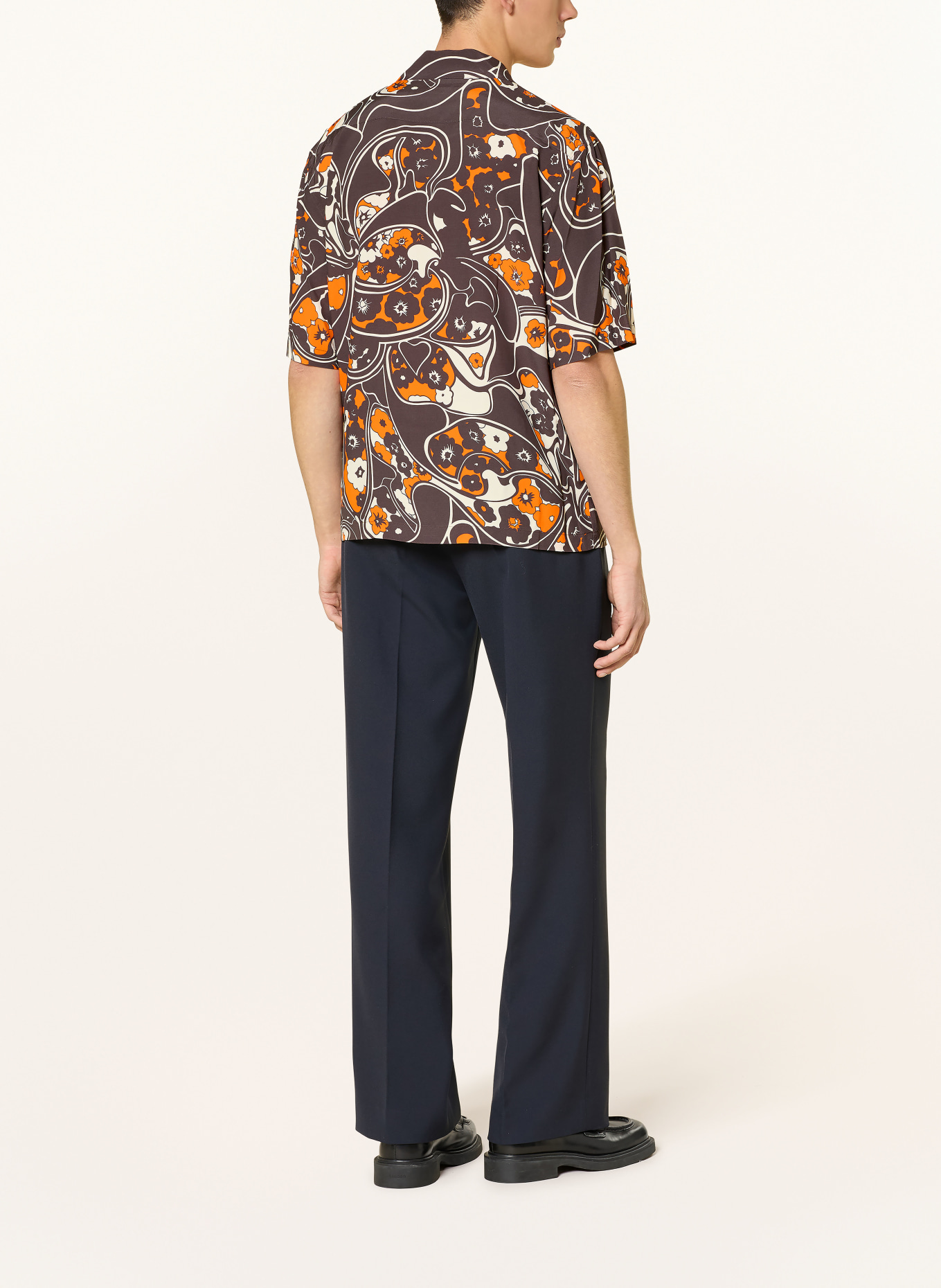 SANDRO Resorthemd Regular Fit: DUNKELBRAUN / CREME / ORANGE