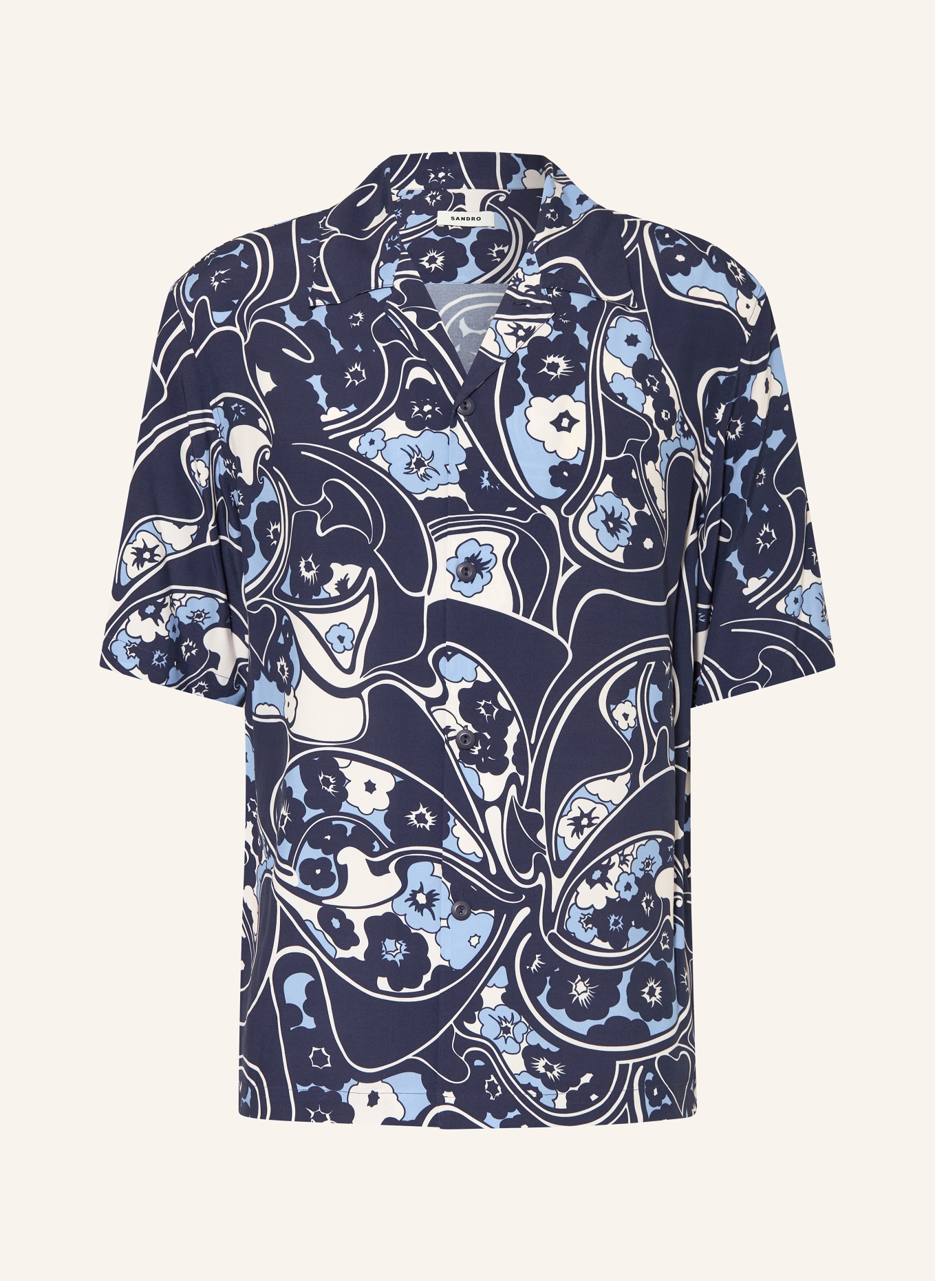 SANDRO Resorthemd Regular Fit: DUNKELBLAU / BLAU / WEISS