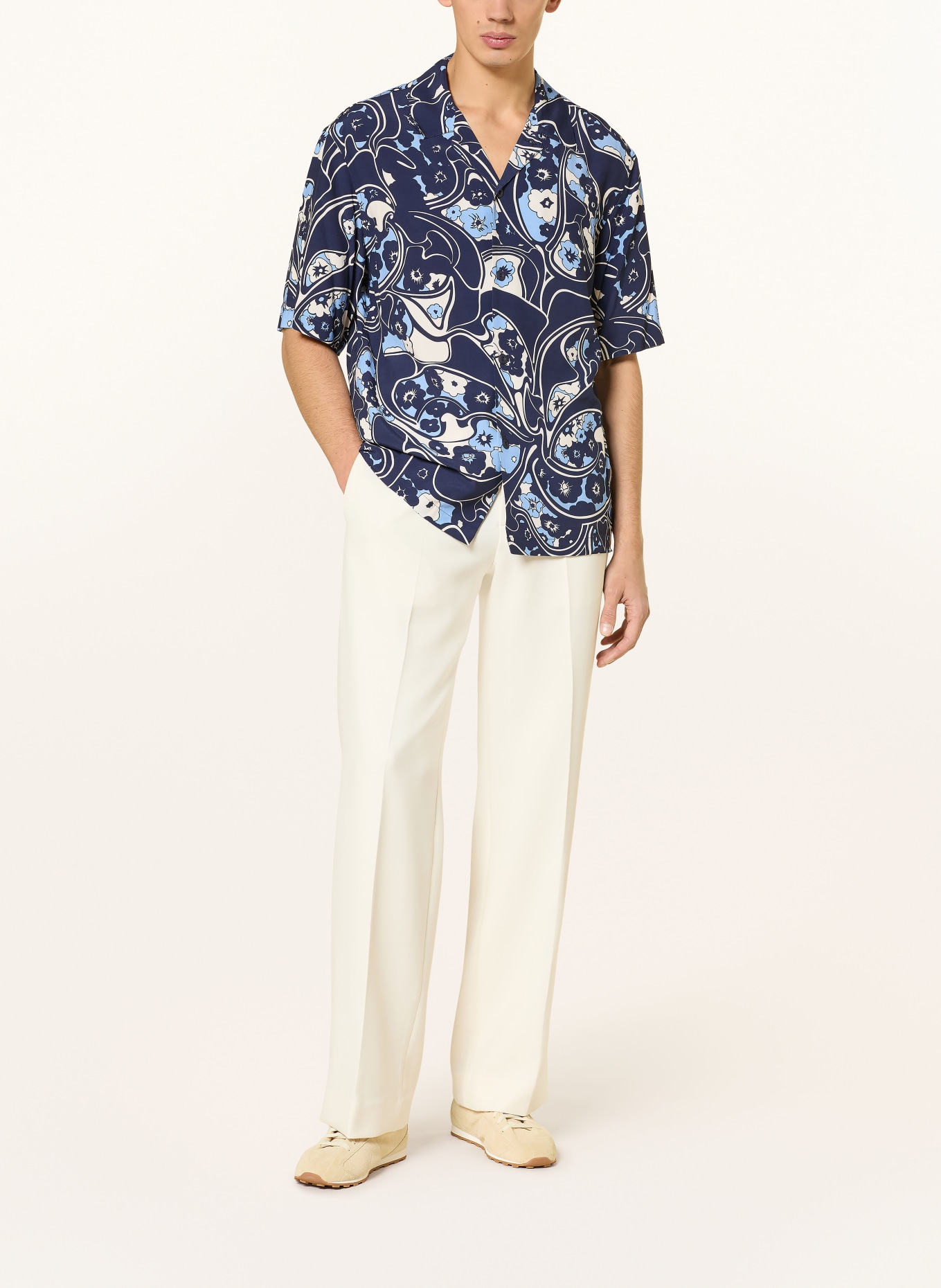 SANDRO Resorthemd Regular Fit: DUNKELBLAU / BLAU / WEISS