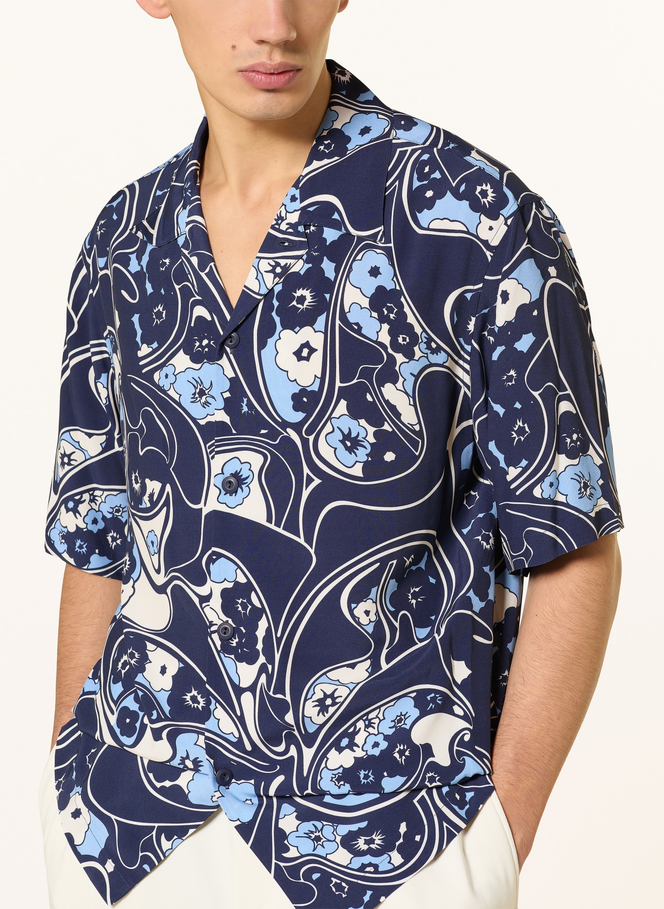 SANDRO Resorthemd Regular Fit: DUNKELBLAU / BLAU / WEISS