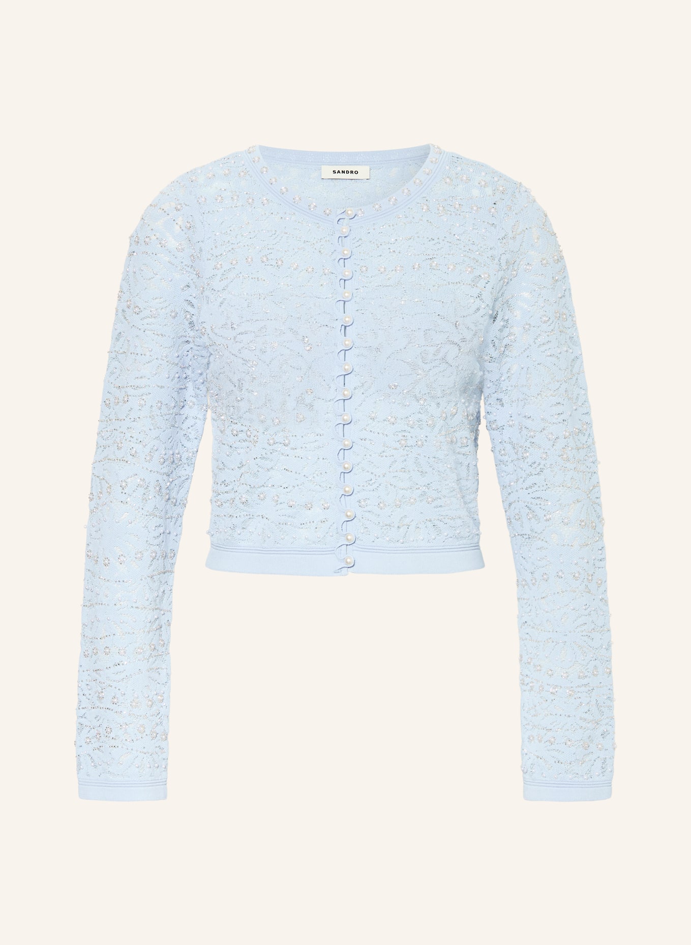 SANDRO Sweter z kamieniami ozdobnymi: JASNONIEBIESKI