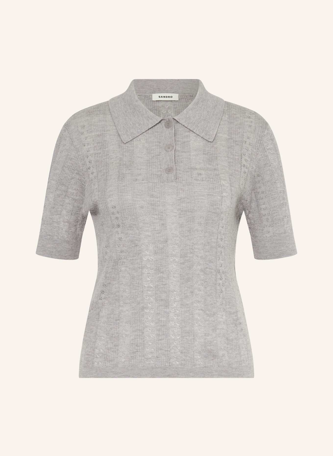 SANDRO Strick-Poloshirt: GRAU