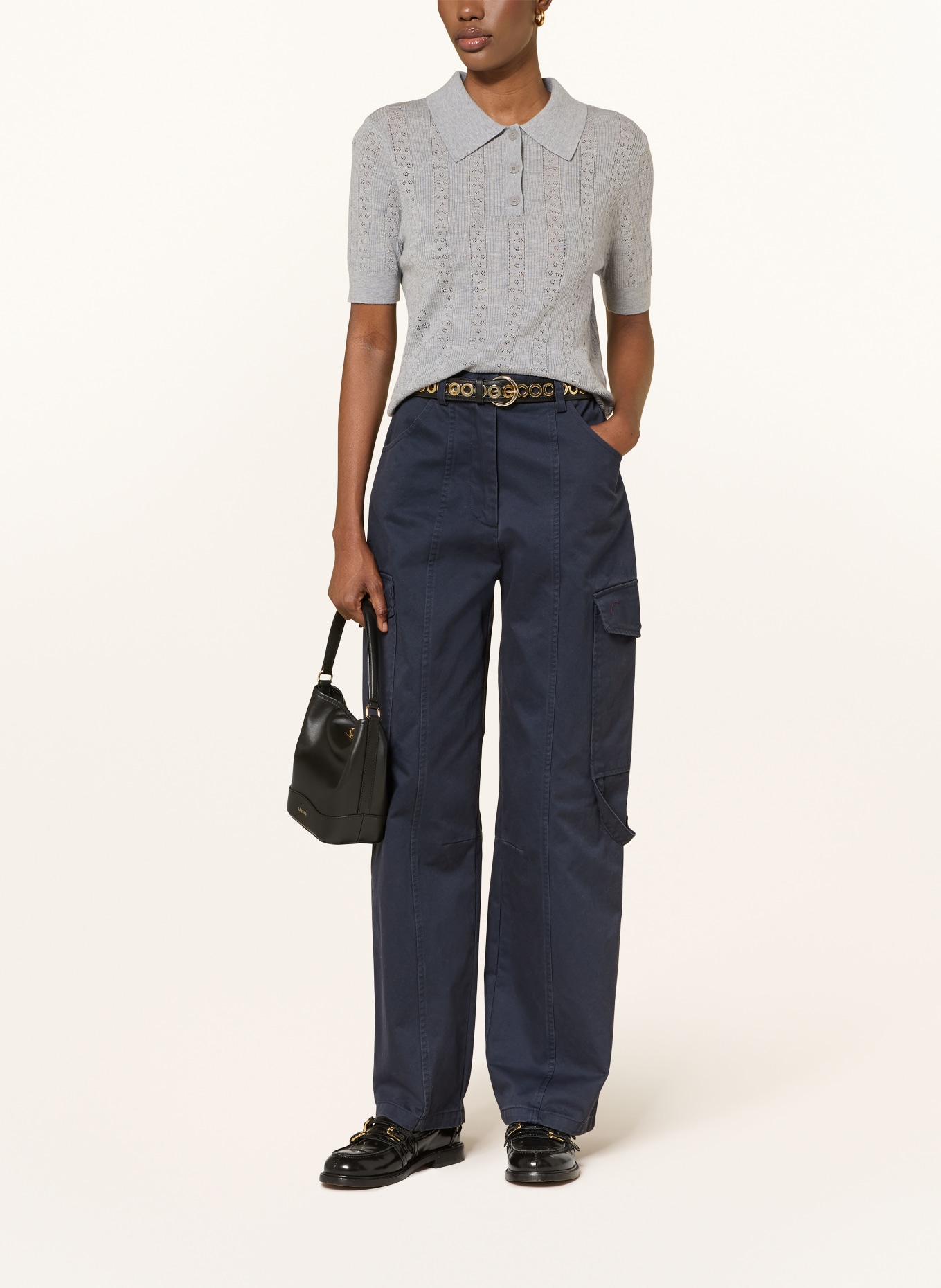 SANDRO Strick-Poloshirt: GRAU