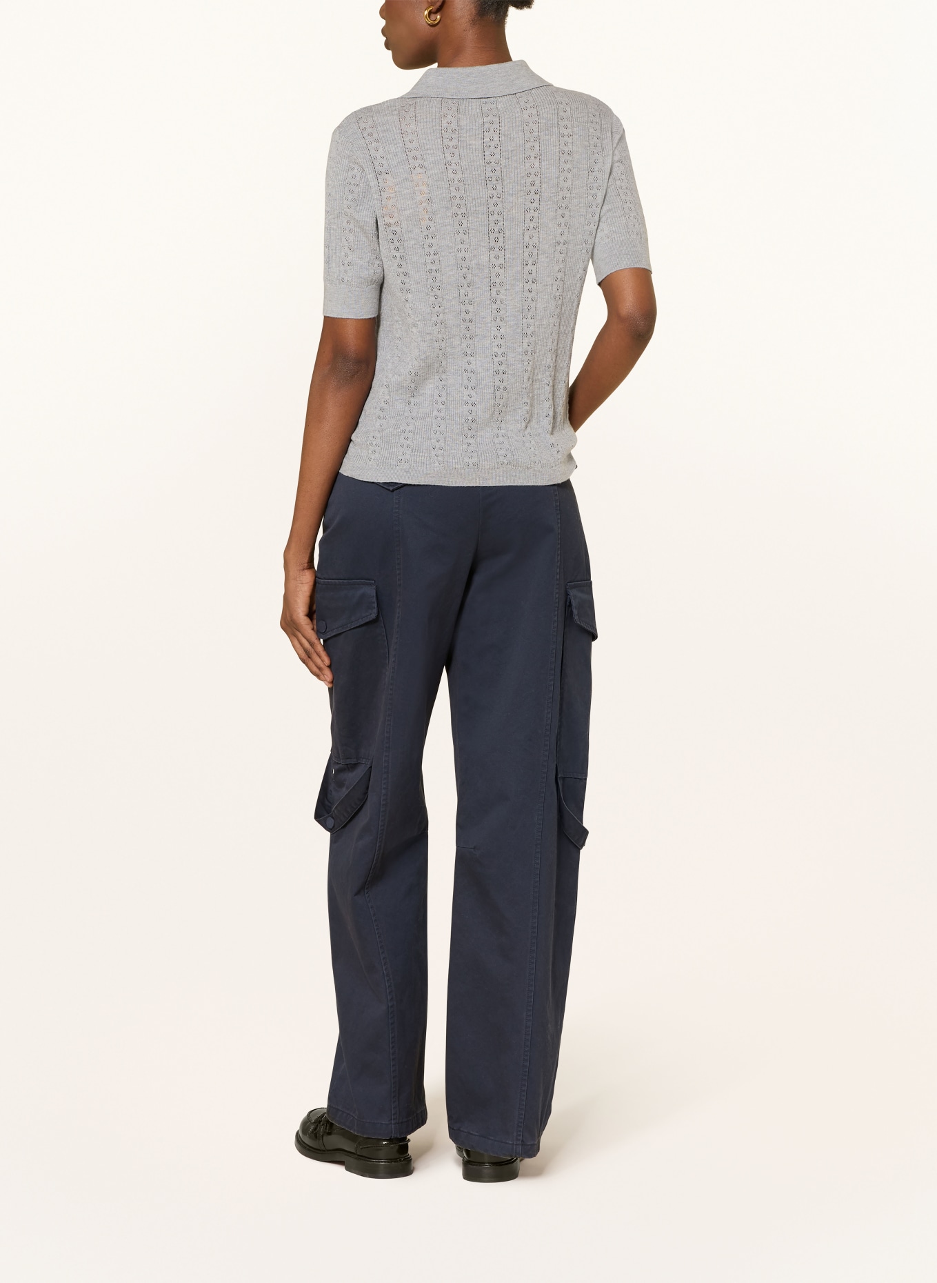 SANDRO Strick-Poloshirt: GRAU