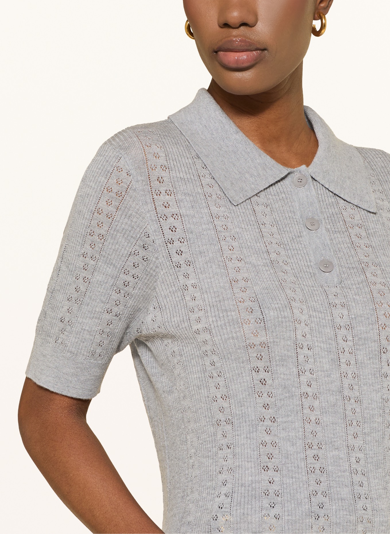 SANDRO Strick-Poloshirt: GRAU