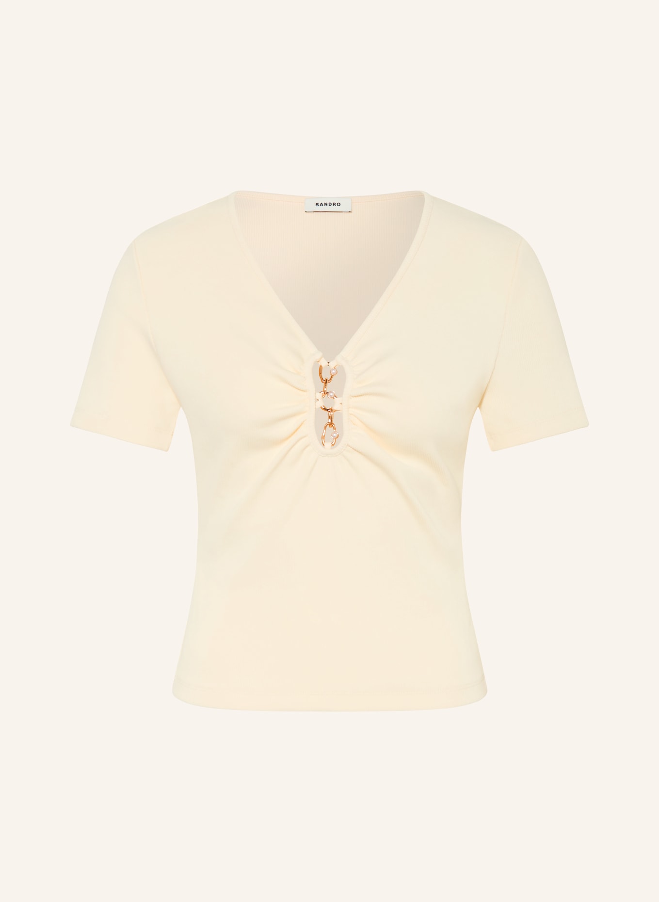 SANDRO T-Shirt mit Cut-out: ECRU